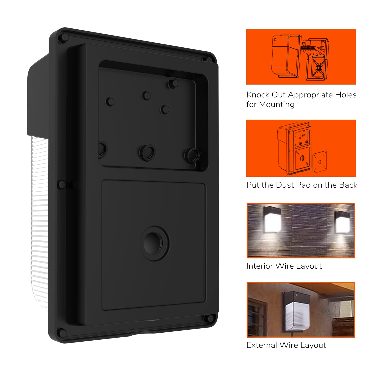 JJC LED Wall Pack Light 28W 3000LM 5000K Daylight Dusk to Dawn Outdoor Security Light Model WP28WPCTMGG-50K