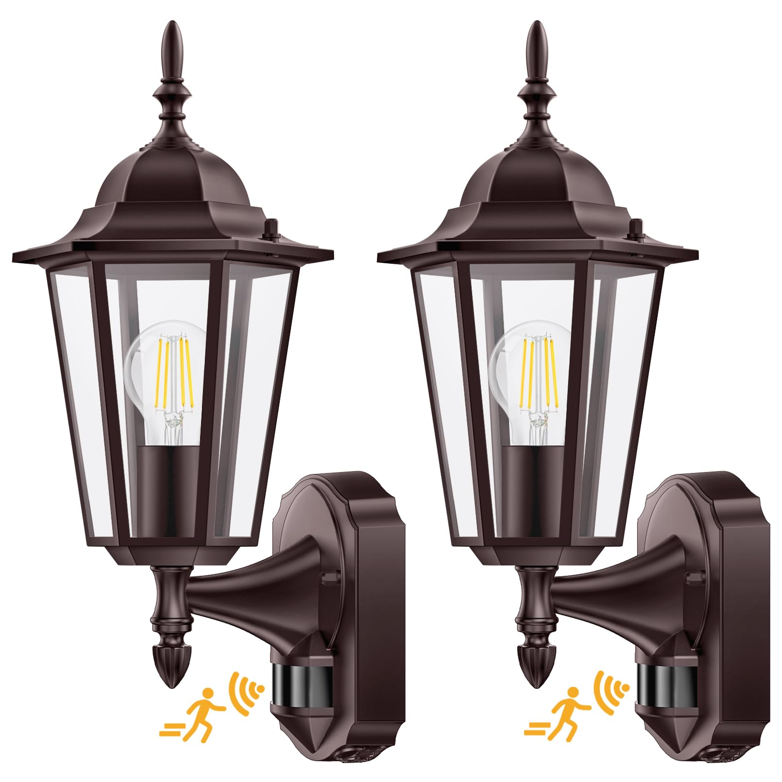 Lamomo 2 Pack Motion Sensor Outdoor Lights, Upgrade Dusk to Dawn Bronze Outdoor Light Fixture Wall Mounted, 100% Anti-Rust Alumi