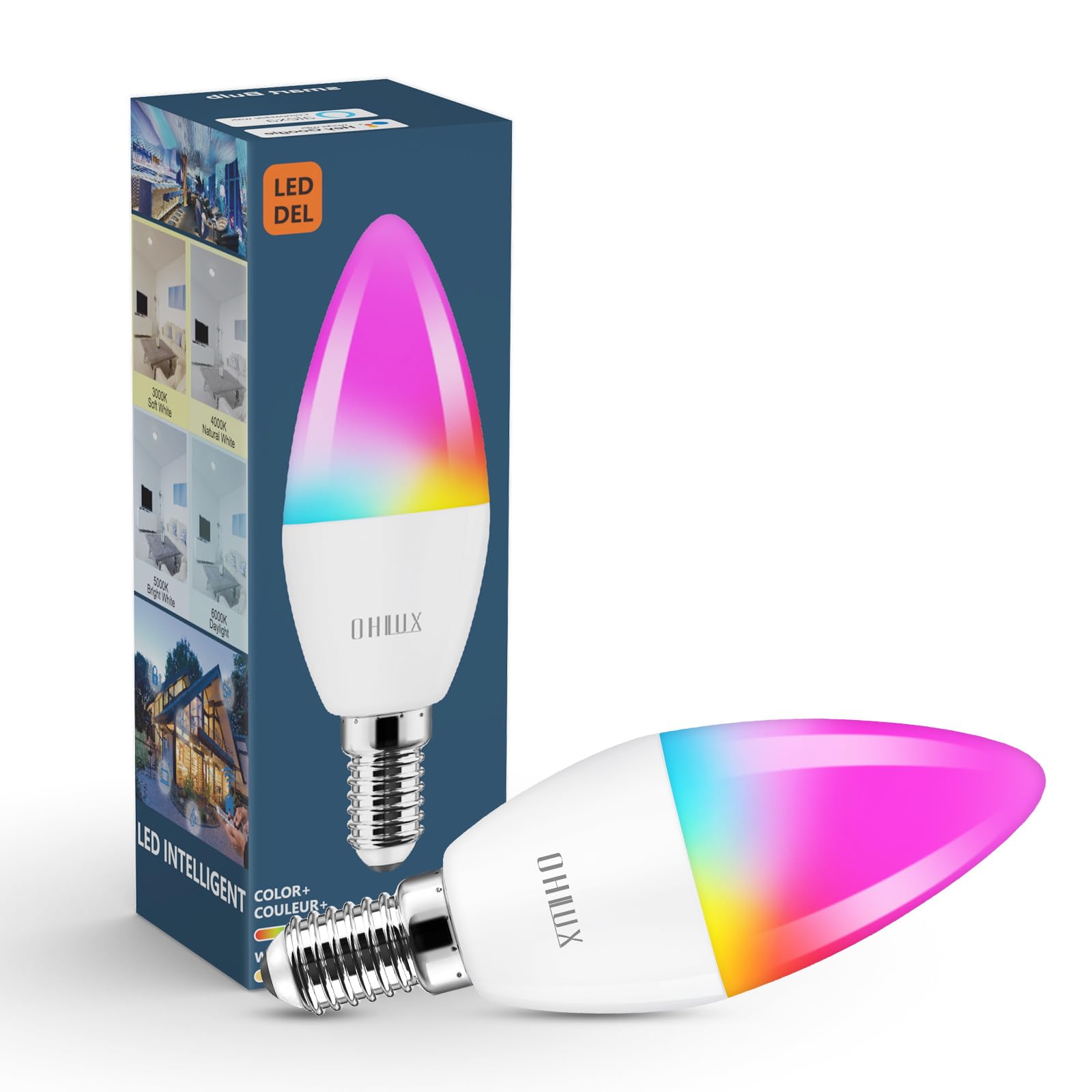 Ohlux Smart Candelabra Led Light Bulbs, E12 Base Led Bulb 4W 40 Watt Equivalent Wifi Candle Small Bulbs Compatible With Alexa/Go