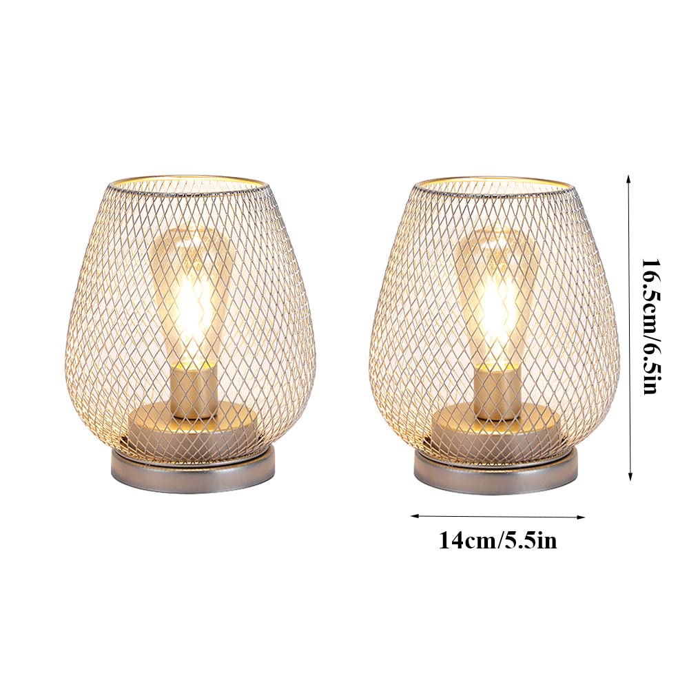Jhy Design Set Of 2 Metal Cage Led Lantern Battery Powered Cordless Accent Light With Led Great For Weddings Parties Patio Event