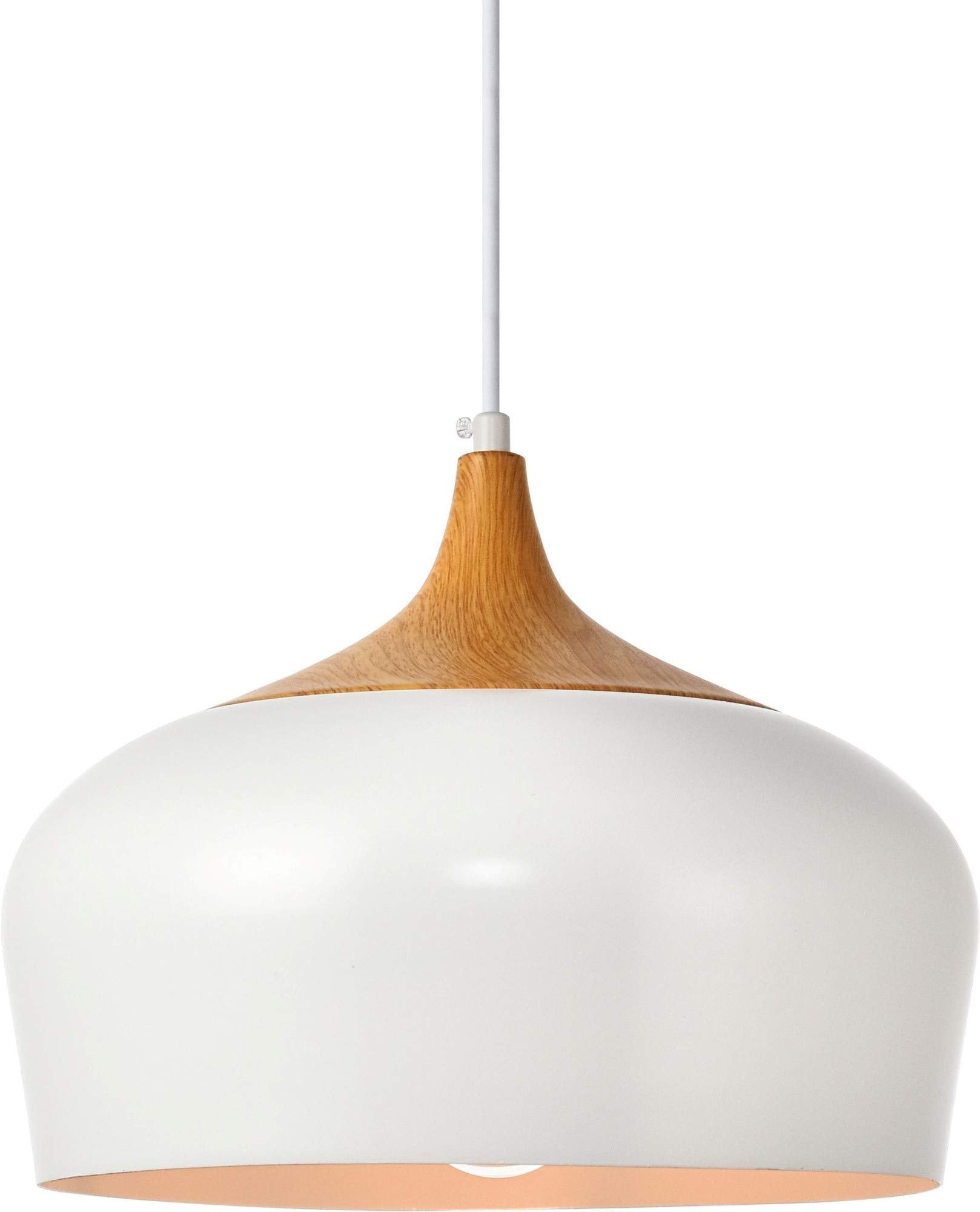 Elegant Lighting Nora Collection Pendant D11.5in H9in Lt:1 Frosted White and Natural Wood Finish