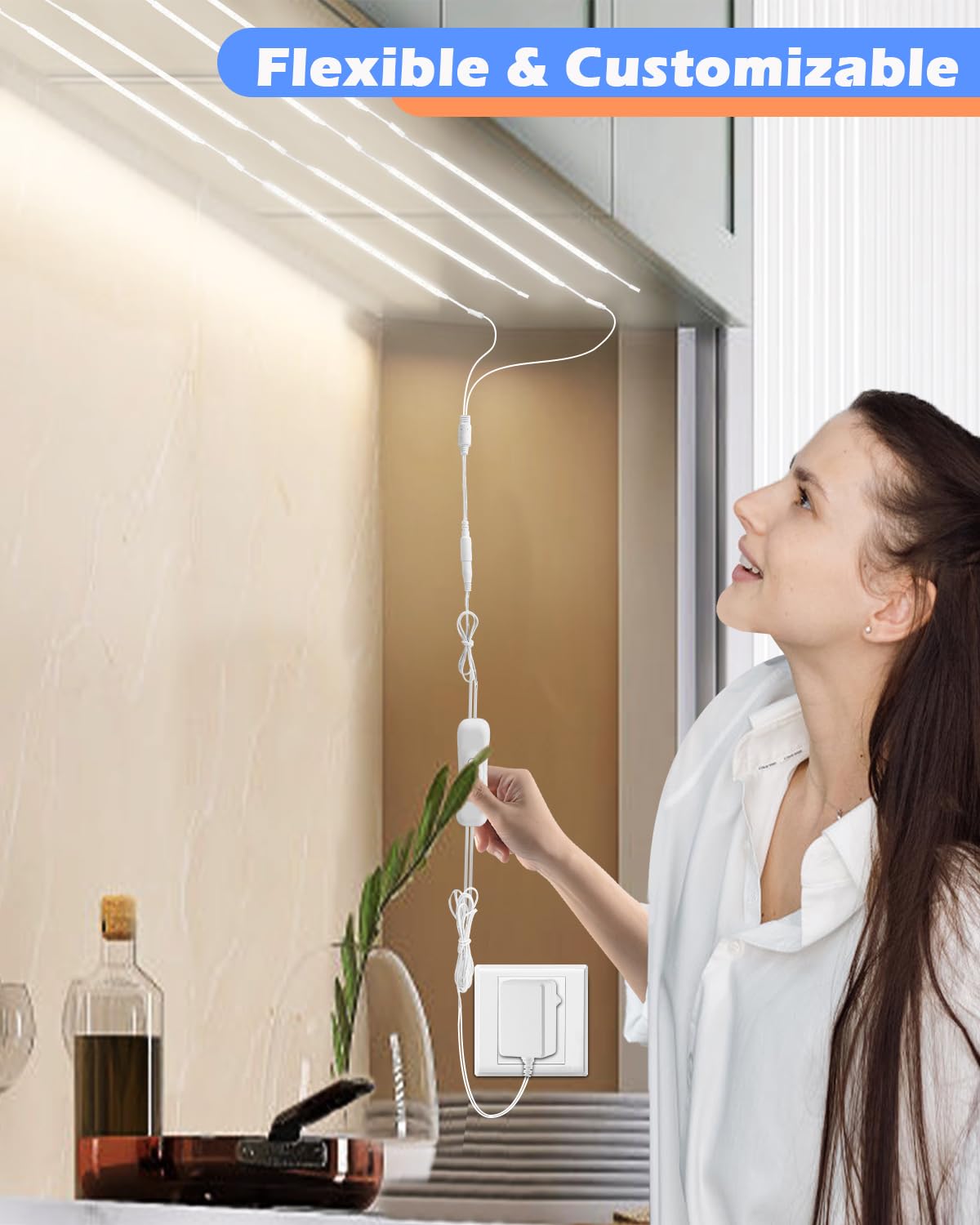 Cefrank LED Under Shelf Lighting Kit, 8 Linkable 12-Inch Light Strips, 20W 2000lm, Cool White, Model XXDT120-8pcs