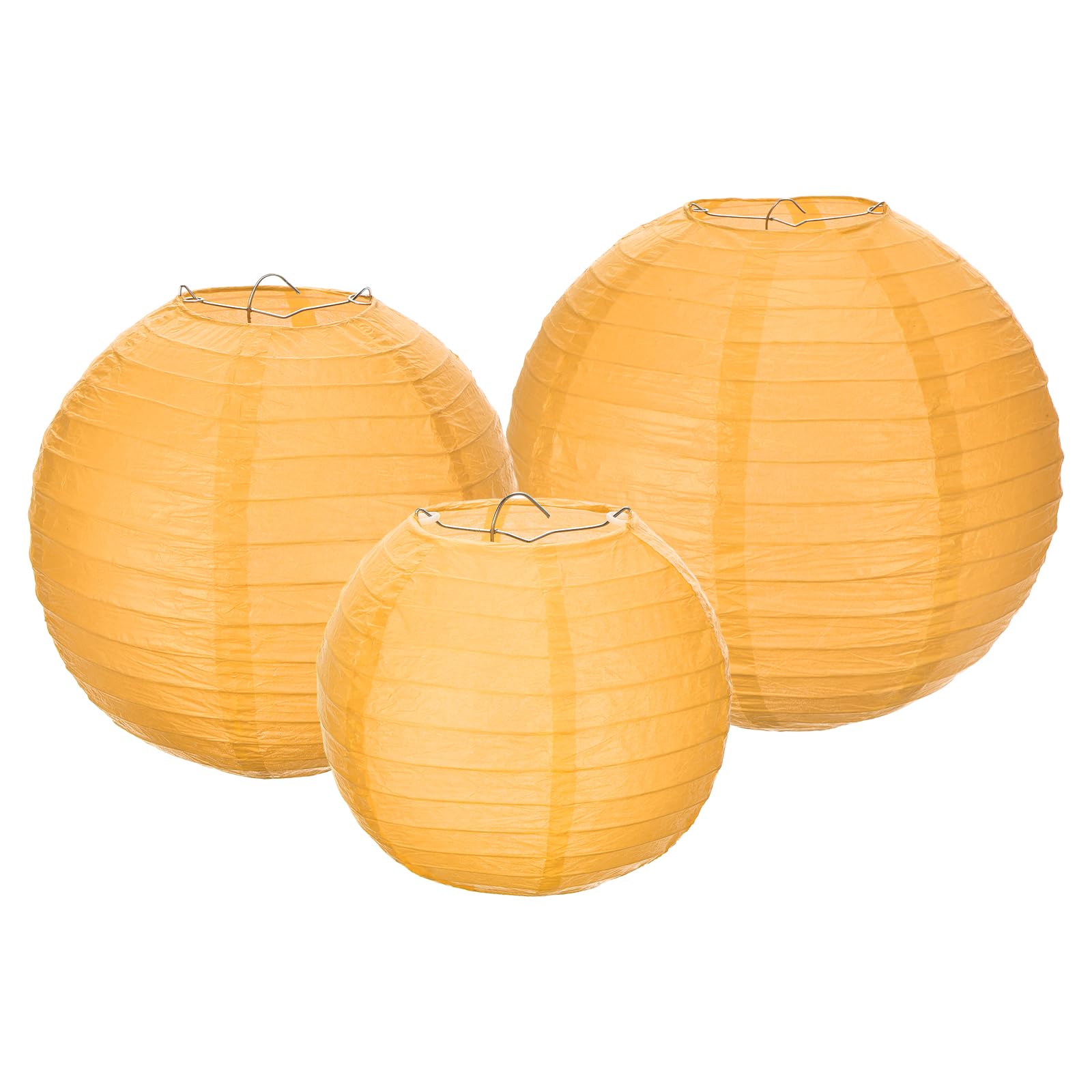 Meccanixity 6Pcs Paper Lanterns Decorative, 6'' 8'' 12'' Dark Yellow Round Hanging Lantern Chinese Lanterns For Home Decor, Birt