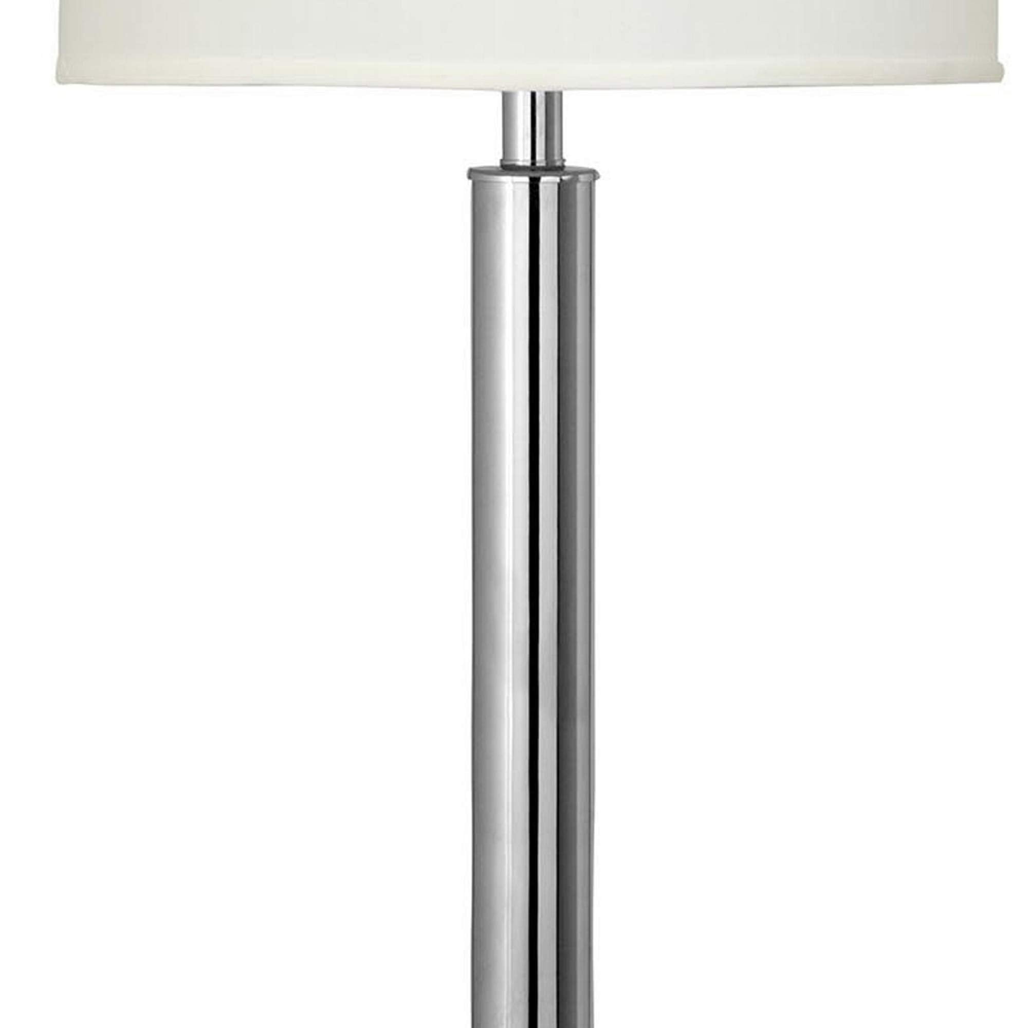 Benjara Metal Table Lamp With Tubular Support And Push Through Switch, Silver