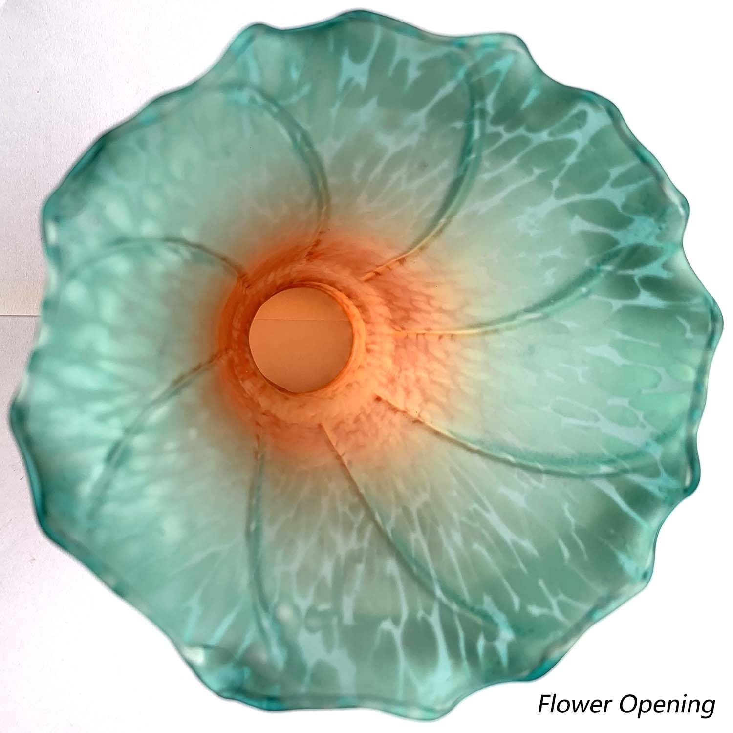 Bieye Ls26 Lily Flower Blown Glass Lampshade (Orange Cyan, Opening I.D. 1.26'' X O.D. 1.5'')