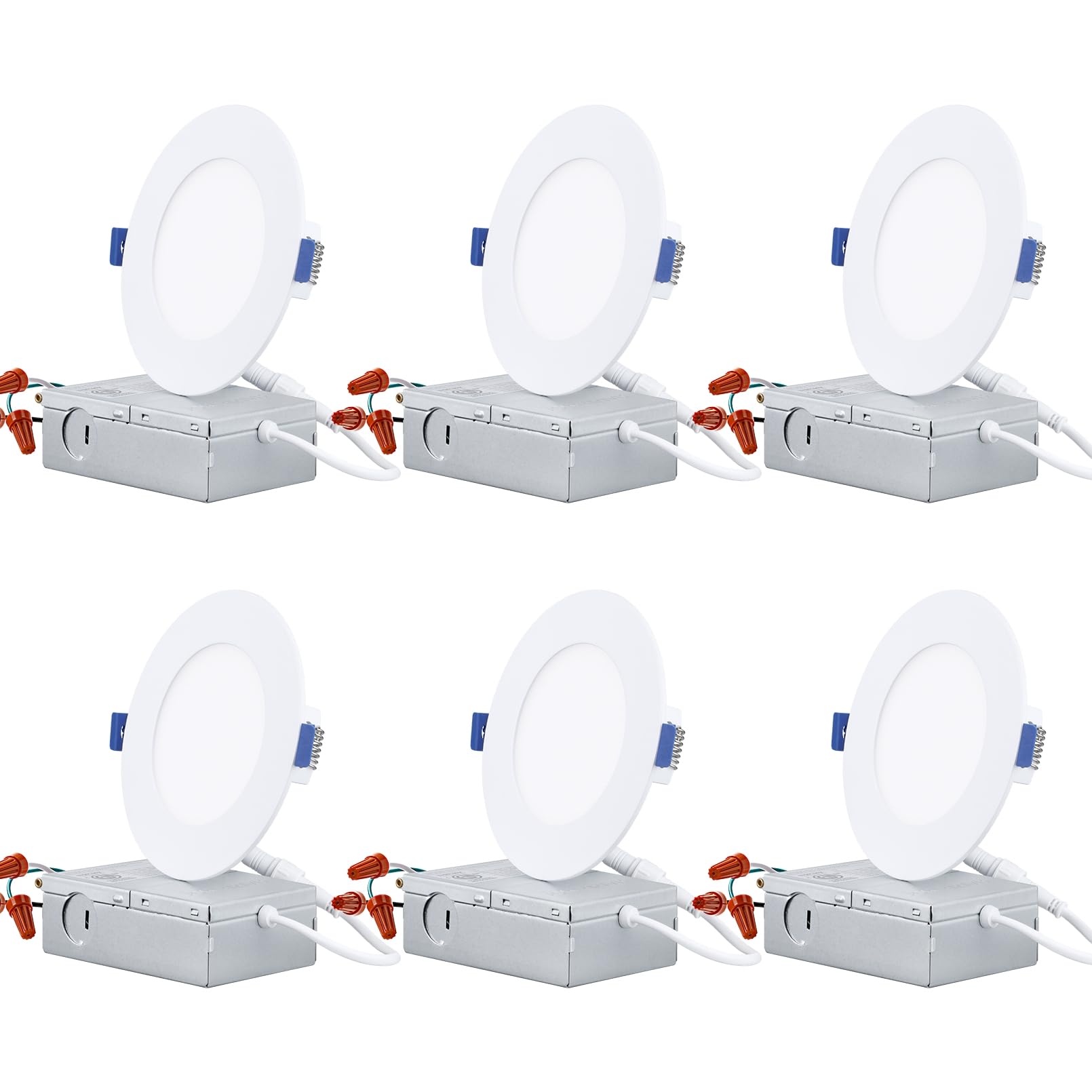 Torchstar Essential Series 4 Inch Ultra-Thin Led Recessed Lighting With J-Box, 9W Dimmable Slim Panel Downlight 800Lm, Etl Liste