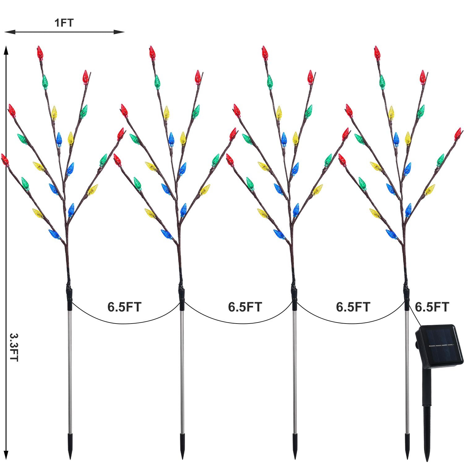 Cmuloiet 4 Sets Solar Christmas Tree Lights - Ip65 Waterproof, 80Pcs Multicolor C6 Led For Outdoors