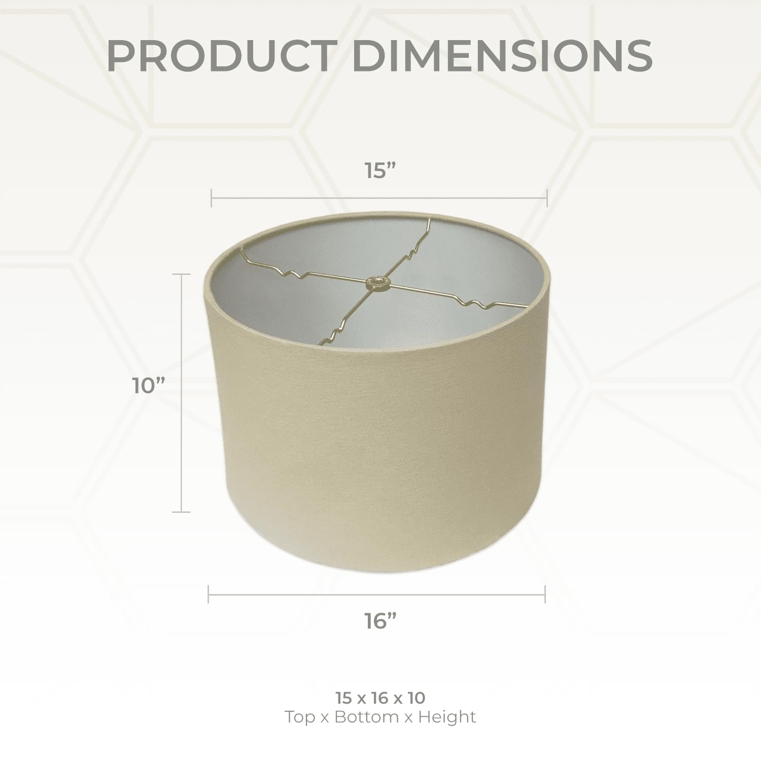 Royal Designs, Inc. Shallow Drum Hardback Lamp Shade 15 x 16 x 10 Linen Beige Model HB-610-16LNBG