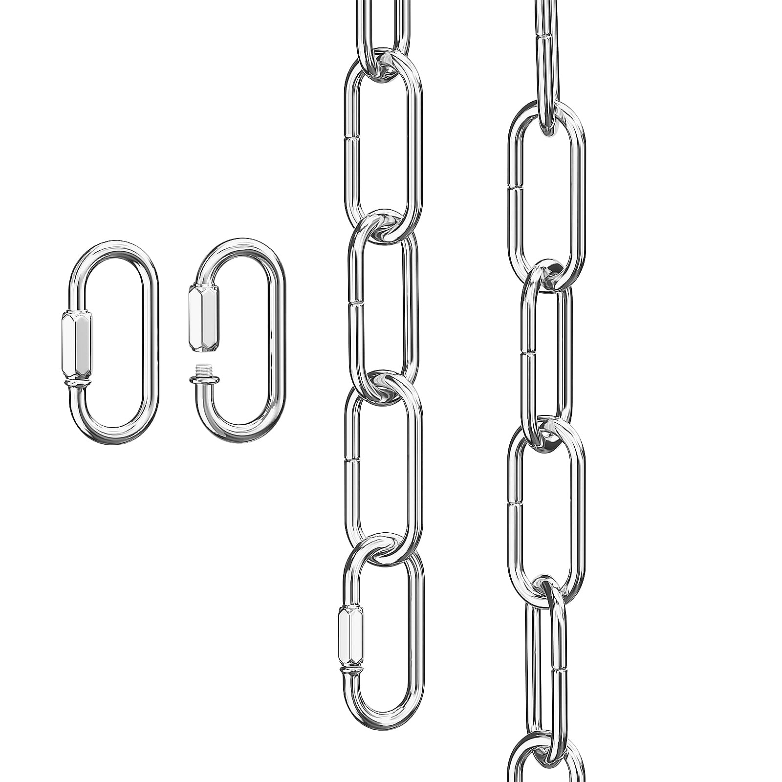 garini 3 Feet Industrial Silver Light Fixture Chain, Metal Pendant Chandelier Chain