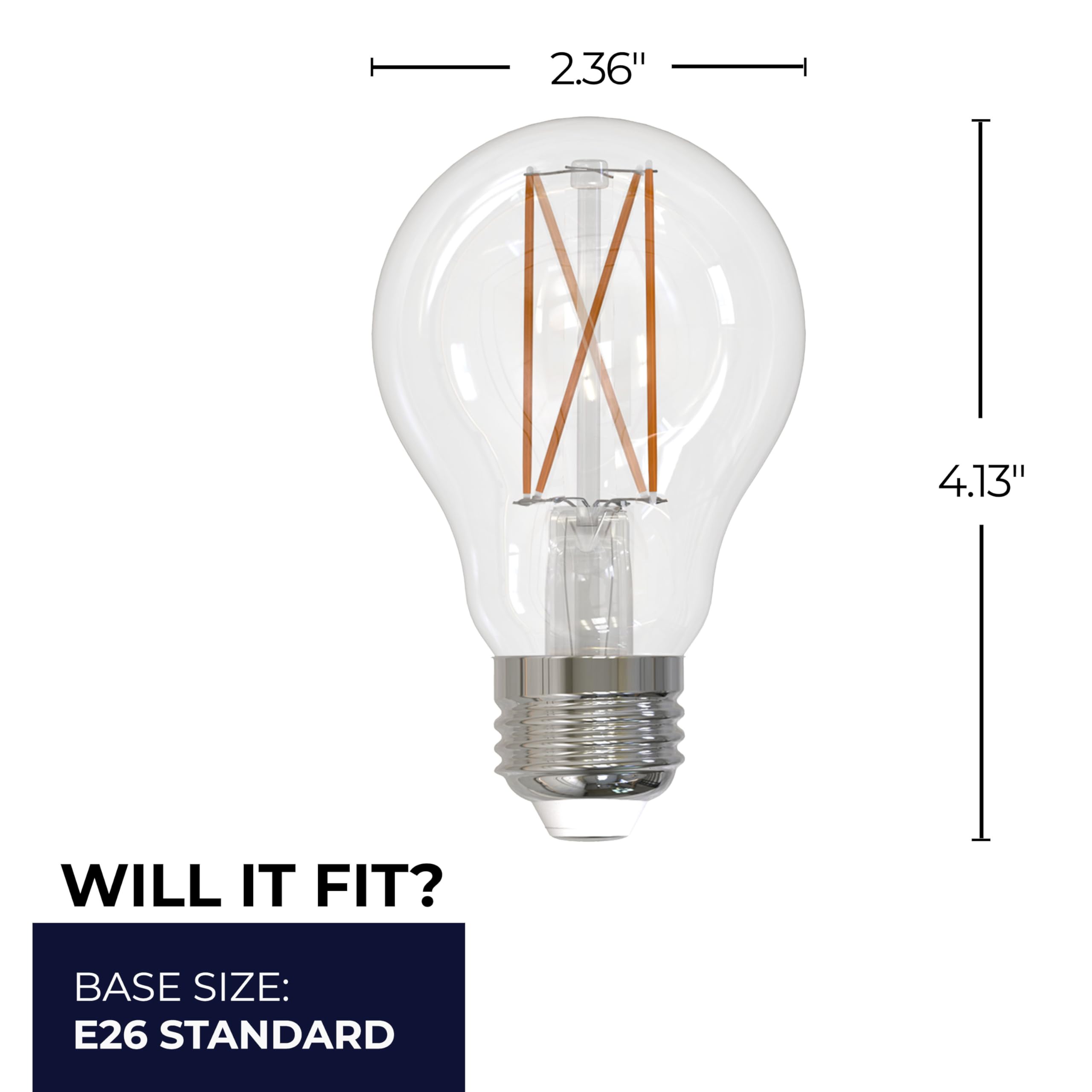 Bulbrite LED Dimmable Clear Filament Bulb 8.5W 850 Lumens 3000K E26 Glass 1 Count