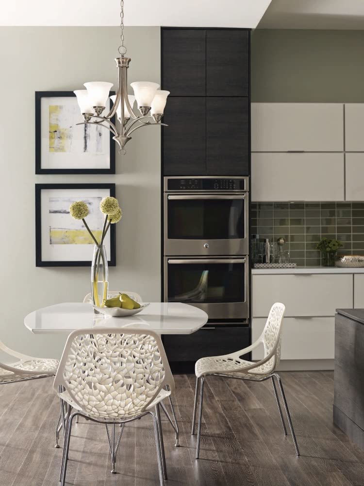 Trinity Collection 5-Light Etched Glass Traditional Chandelier Light Brushed Nickel