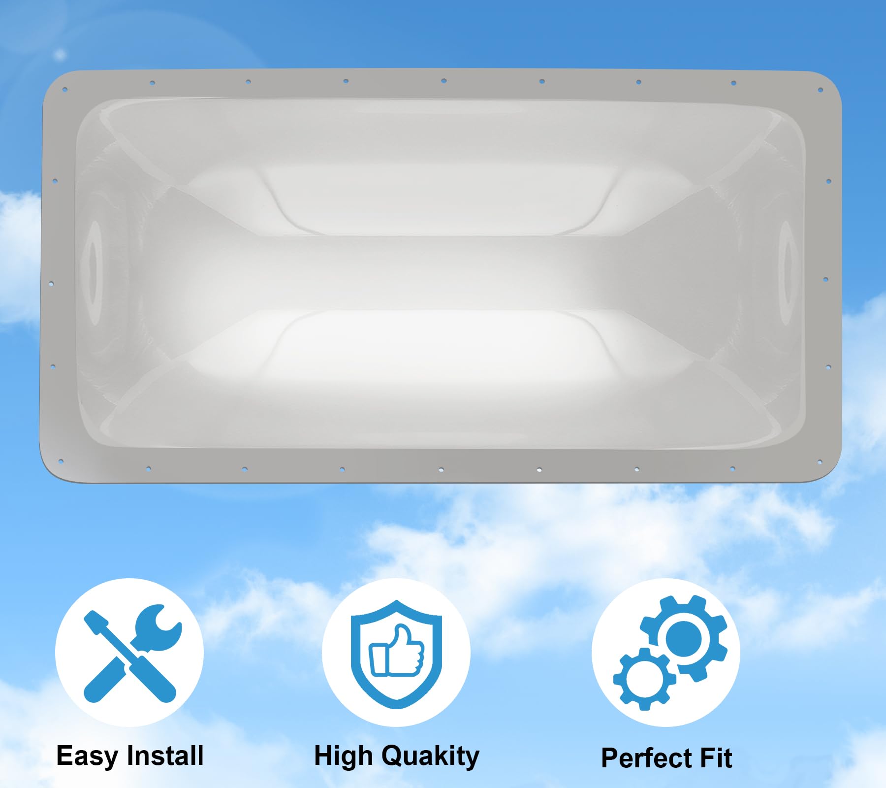 XMK RV Skylight Replacement Cover, 14" x 30", Smoke Gray, Impact Resistant Polycarbonate, Model RV Skylight-014