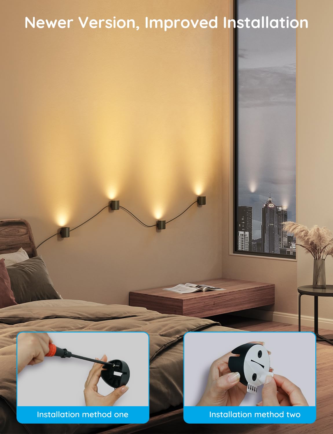 Govee RGBICWW Smart Wall Sconces, Music Sync Home Decor WiFi Wall Lights Work with Alexa, Multicolor Wall Led Light for Party an