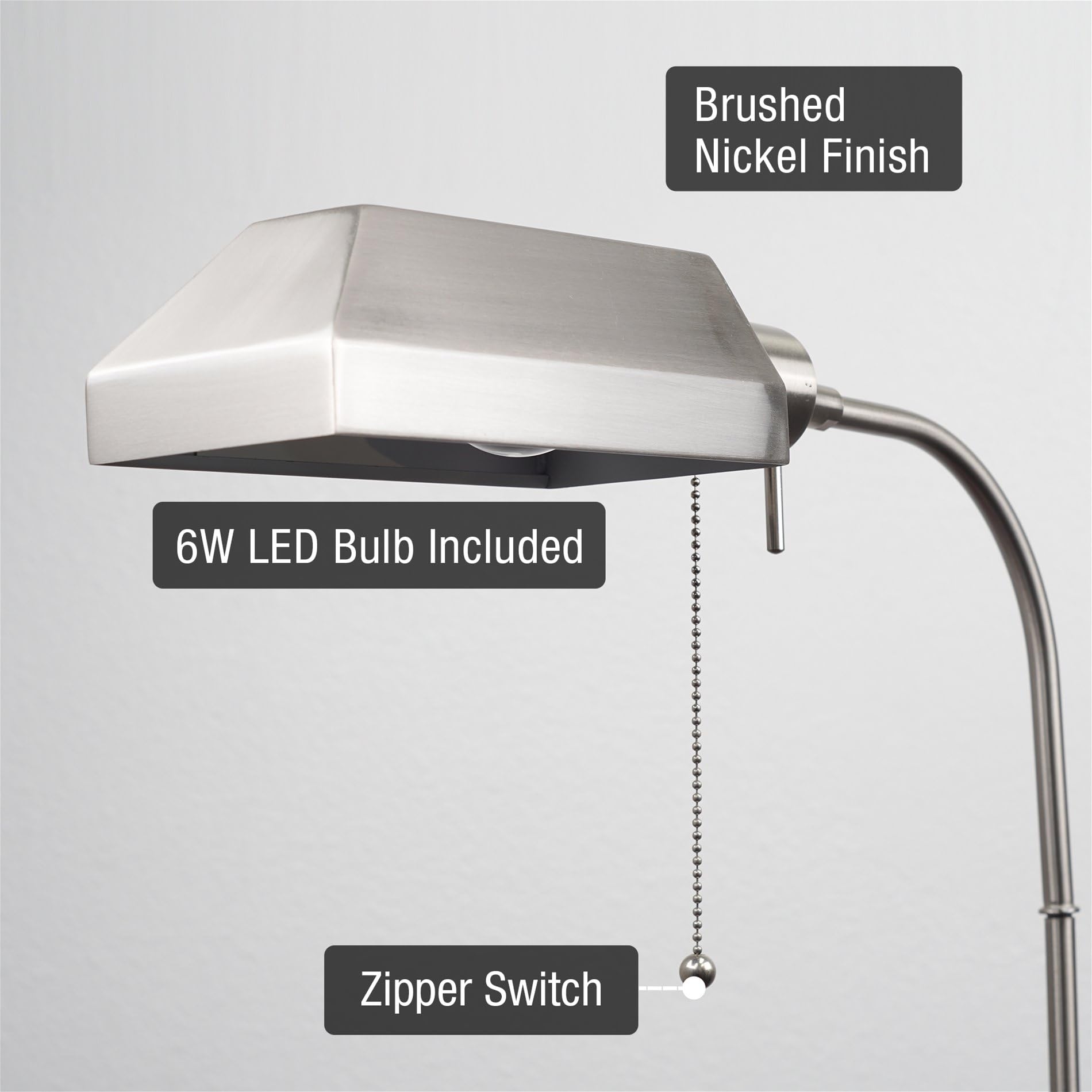 Kira Home Prescott 58'' Modern Adjustable Standing Pharmacy Floor Lamp | Brushed Nickel Finish, Includes 6W Led Bulb (60W Eq.) E