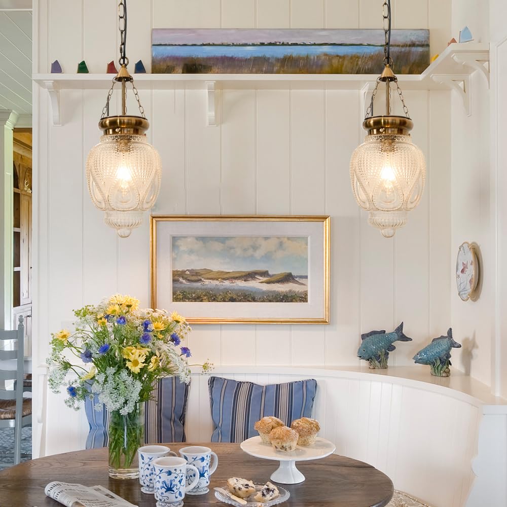 Farmhouse Pendant Light, Vintage Brass Gold Pendant Lights Kitchen Island, Pendant Lighting For Island, Kitchen Island Lighting