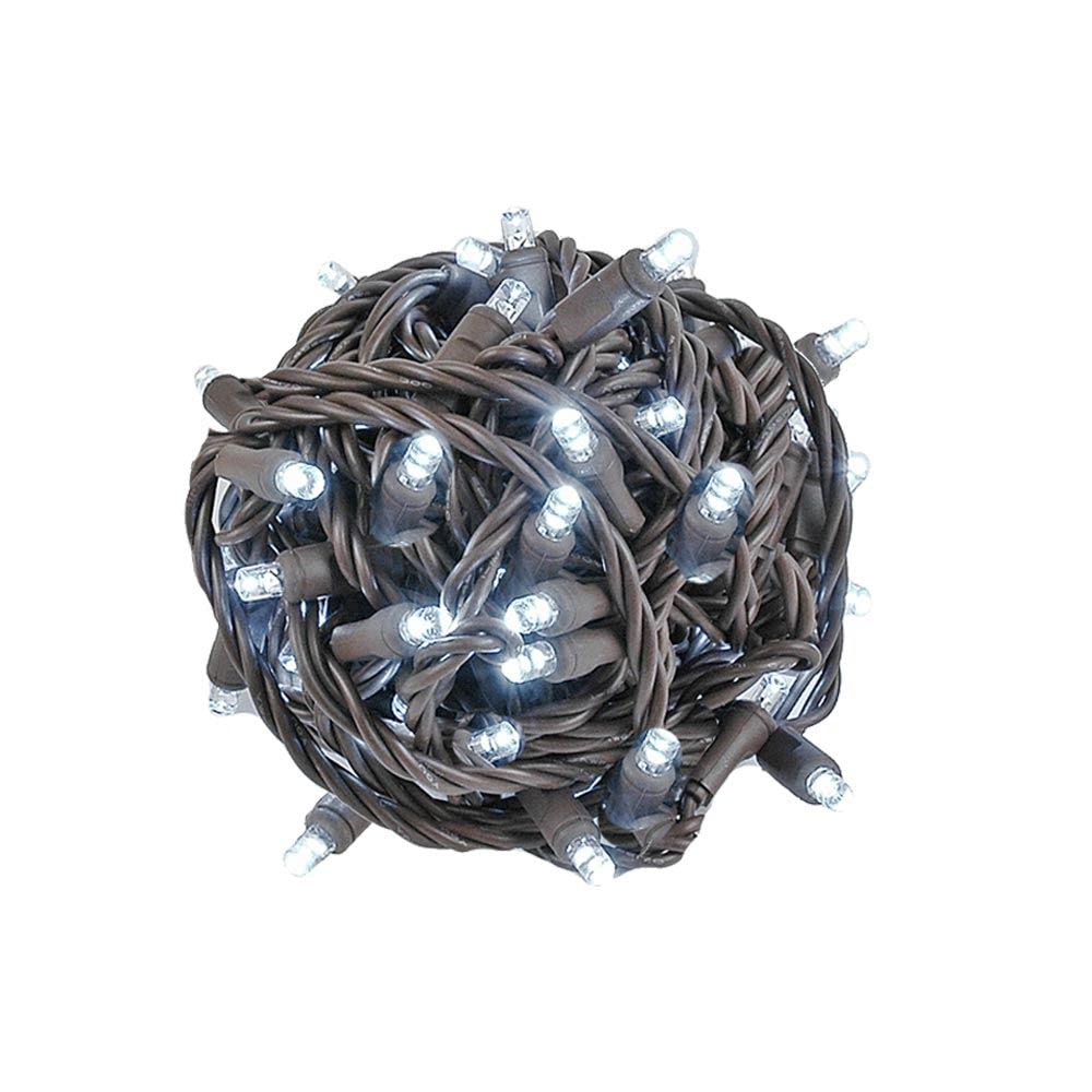 Novelty Lights 50FT LED String Lights, 100 Bulbs, Copper, Pure White, Model MRD-25B-4, Outdoor Commercial Grade, 40,000 Hours Rating