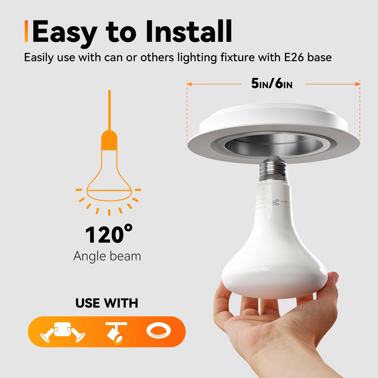 TJOY BR30 LED Flood Bulb, 9W (65W Equivalent), Dimmable, 3000K Warm White, 6-Pack, Energy Efficient, Plastic