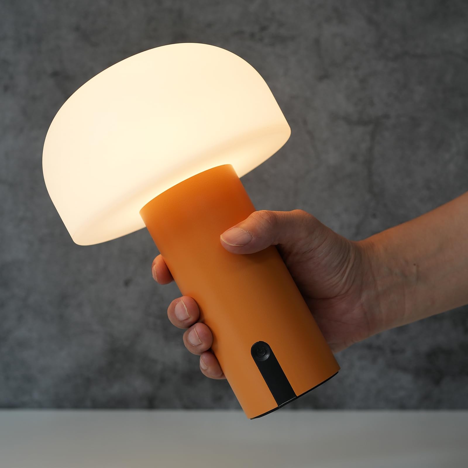 Ilovinit Rechargeable Outdoor Mushroom Table Lamp - Waterproof, Portable, Touch Dimming, Orange