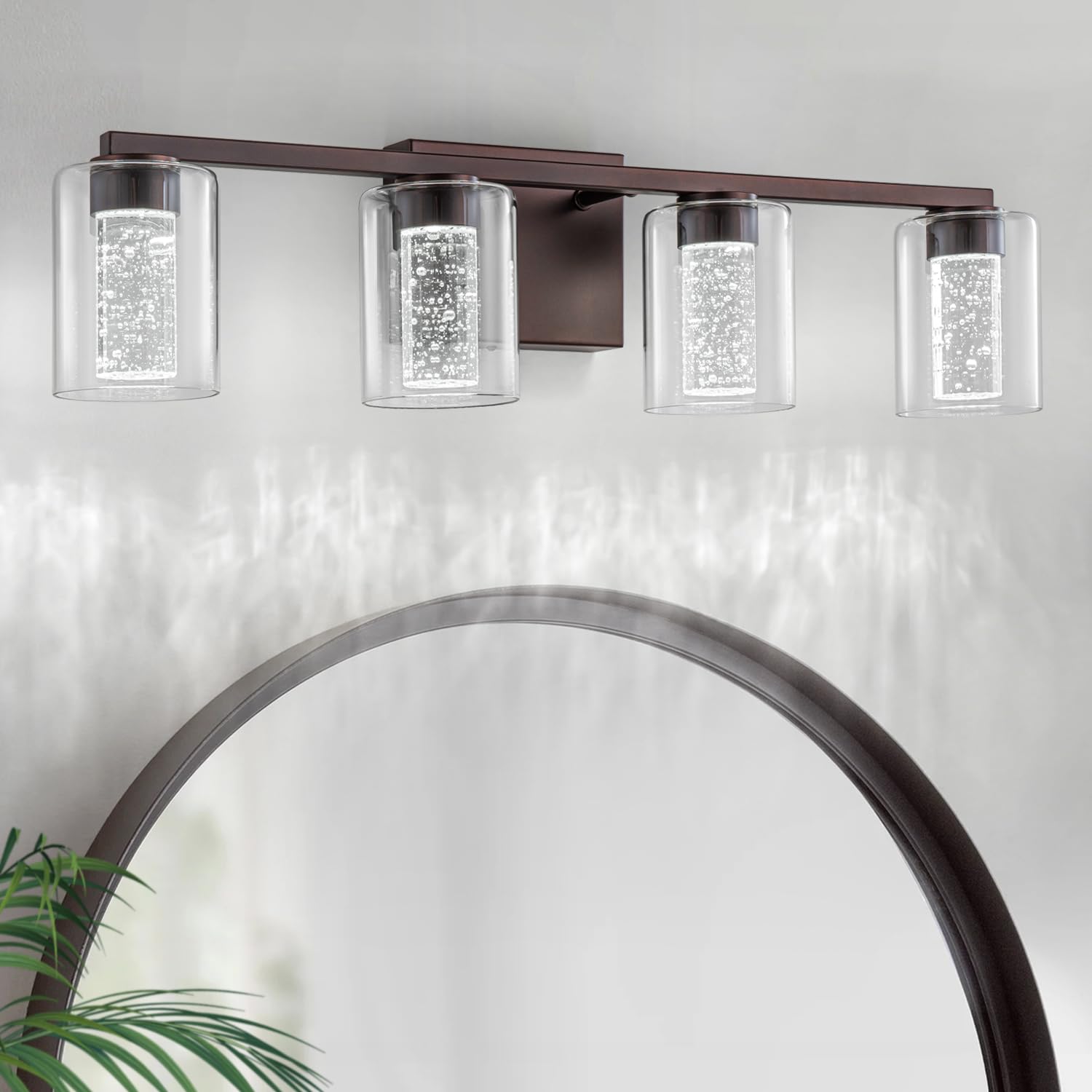 Sinerise 4-Light Bronze Vanity Light With 3 Color Modes (3000K/4000K/6000K), Eye Protection Led Bathroom Light Fixture, Dimmable
