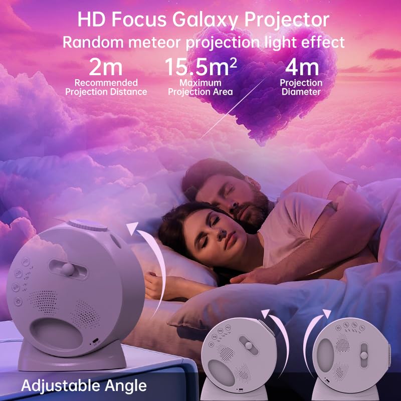 Syslux Galaxy Projector - 4K Star Projector with White Noise, 13 HD Discs, Black, Model SKE-TKQ01, Perfect for Kids & Adults Bedroom Decor
