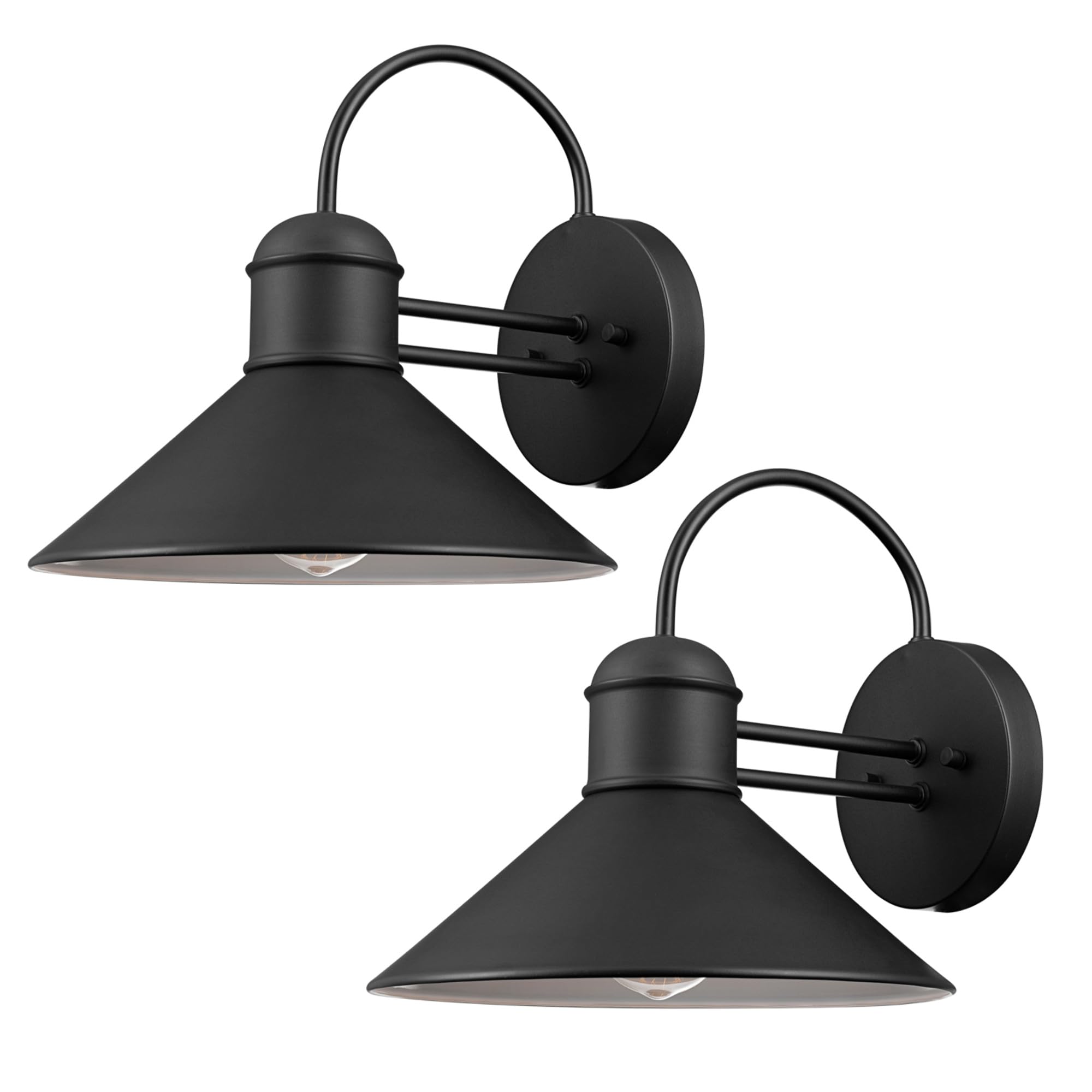 GLOBE Electric 44165 Outdoor Wall Sconce, 1-Light, Weatherproof, Black Finish, 11in Metal, 2-Pack