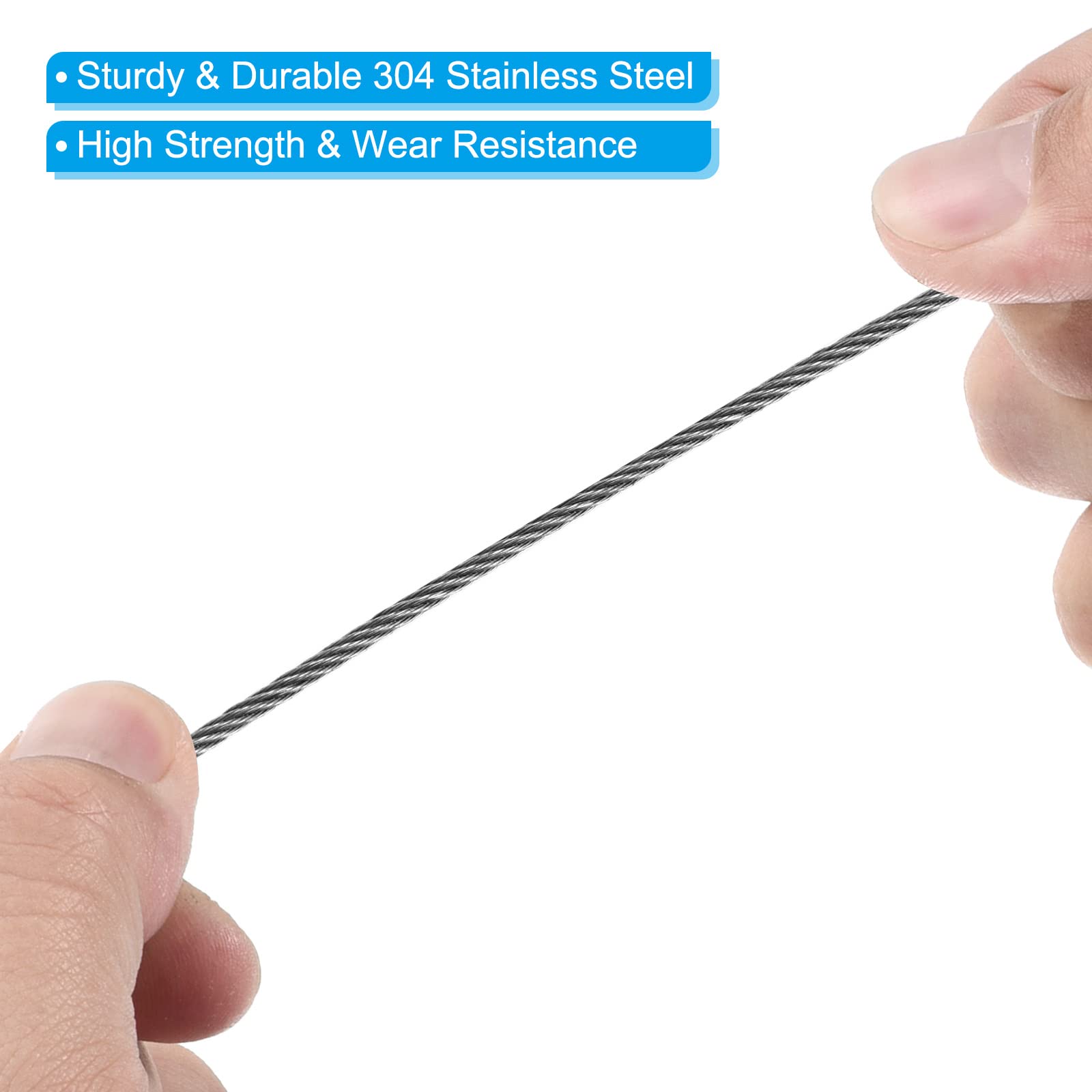 Patikil 8 Inch Safety Security Cable Wire, 4 Pack Stainless Steel 20Cmx1.5Mm Stage Lights Rope With Double Loop For Dj Lighting