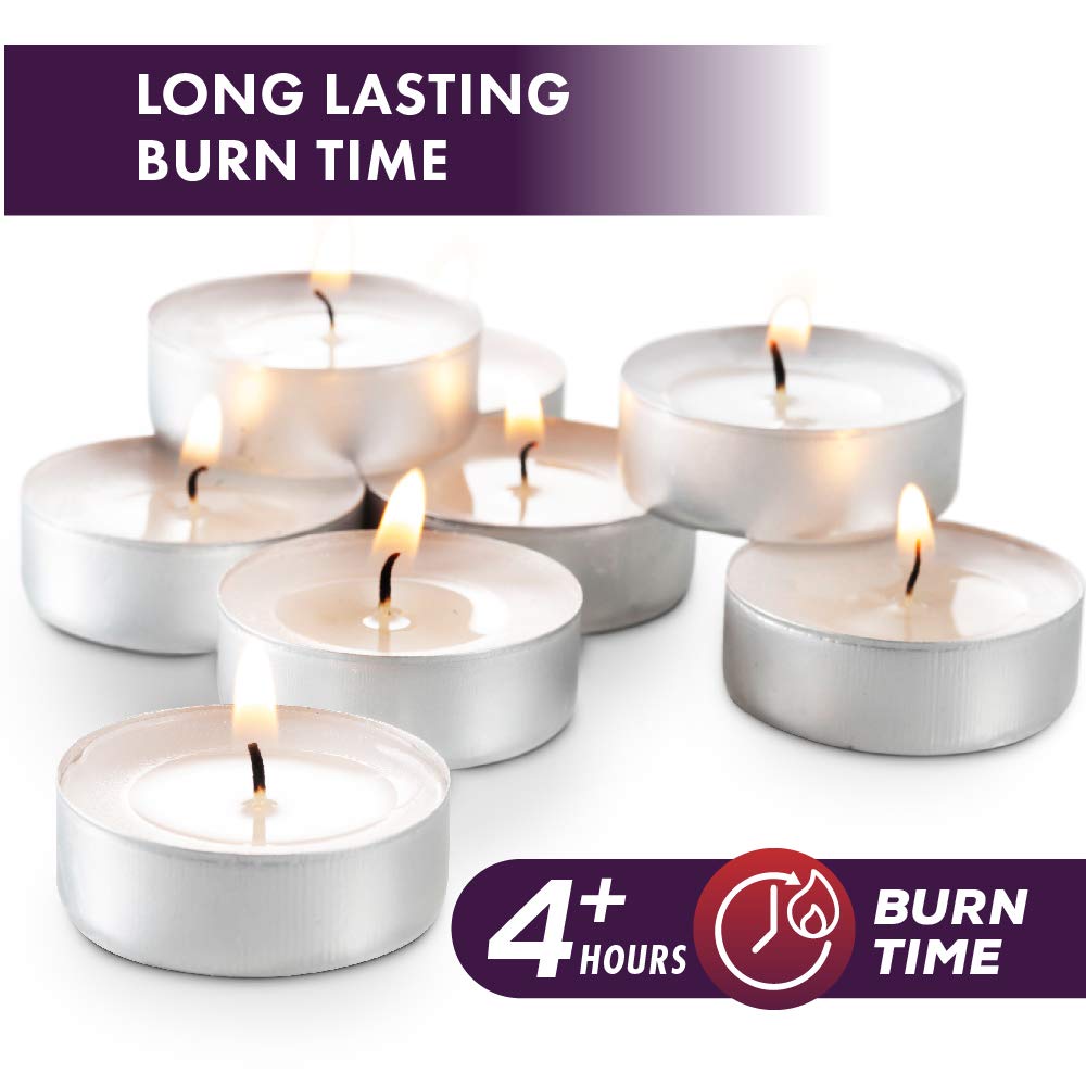 MontoPack Unscented Tea Light Candles | 100 Smokeless, Dripless, Long Lasting | Small Paraffin Wax Votive | White