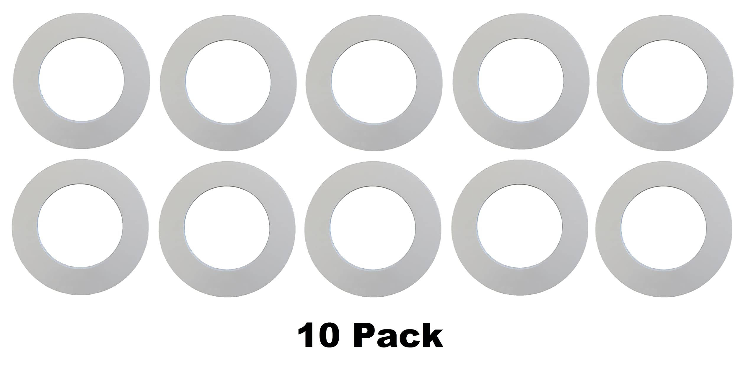 JSP Manufacturing 8in Plastic Recessed Light Trim Rings, White, 10 Pack