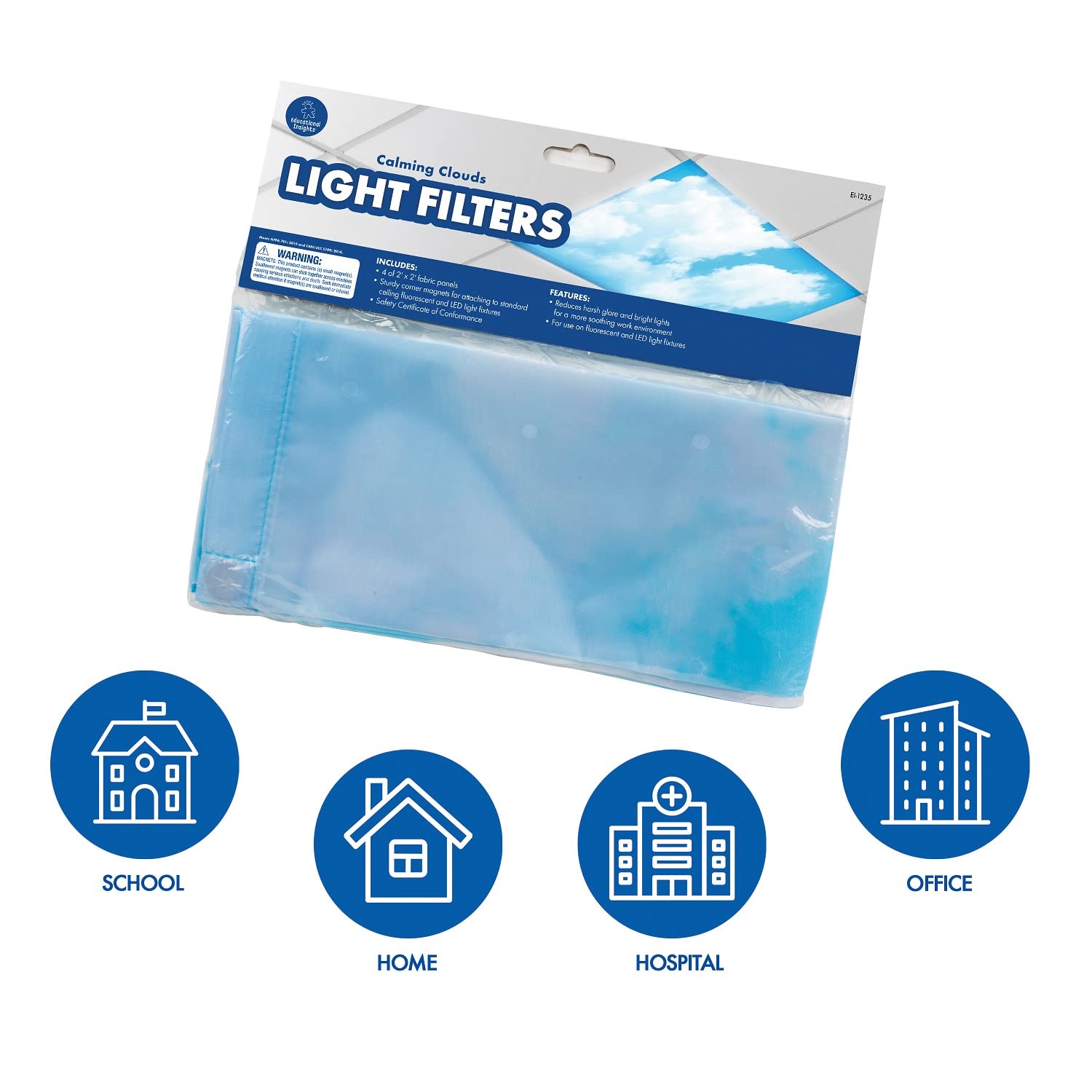 Educational Insights Calming Clouds Light Filters, 4-Pack, Fabric, Multi-color, Model 1235