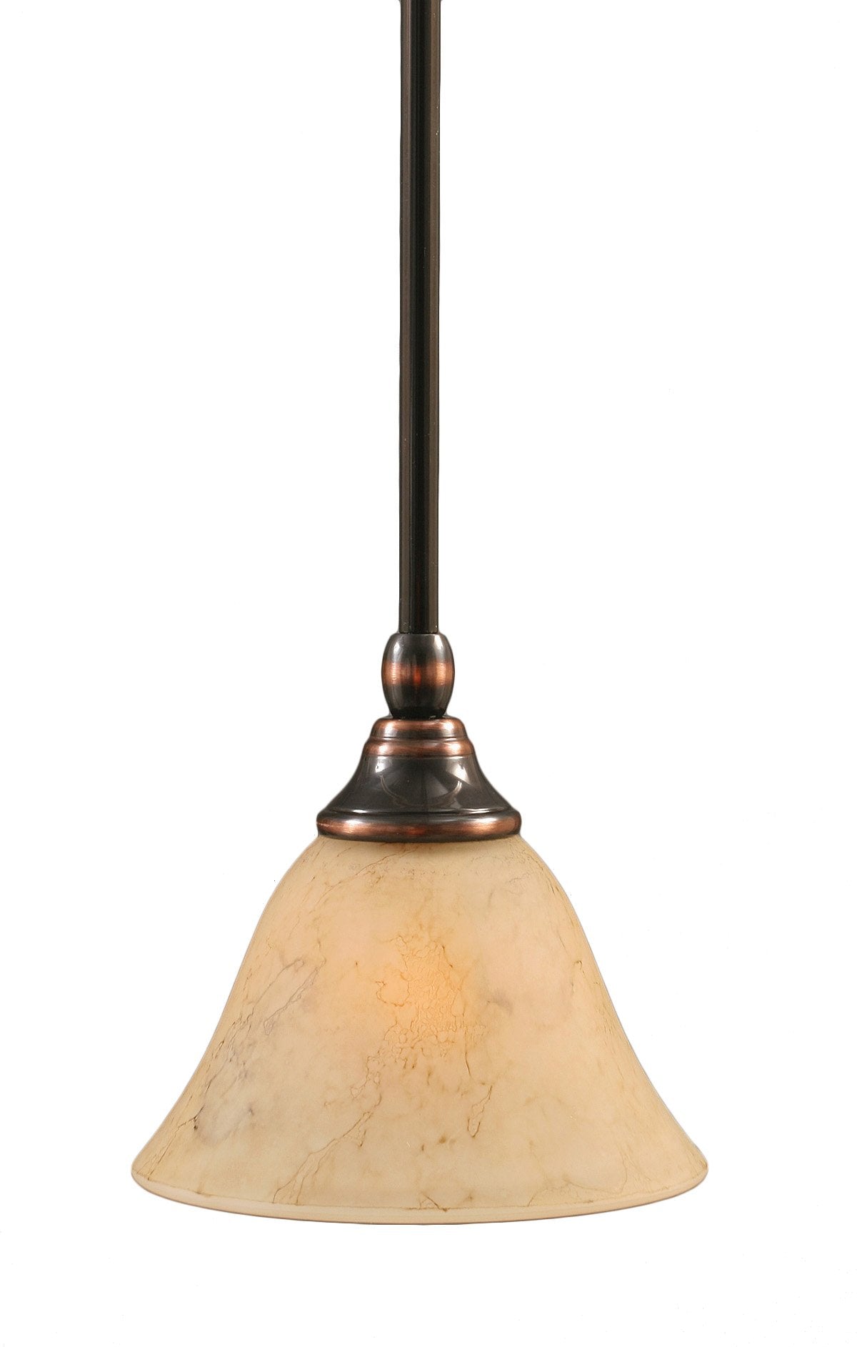 Toltech Lighting 23-Bc-508 7-Inch Stem Mini-Pendant Light Black Copper Finish With Italian Marble Glass