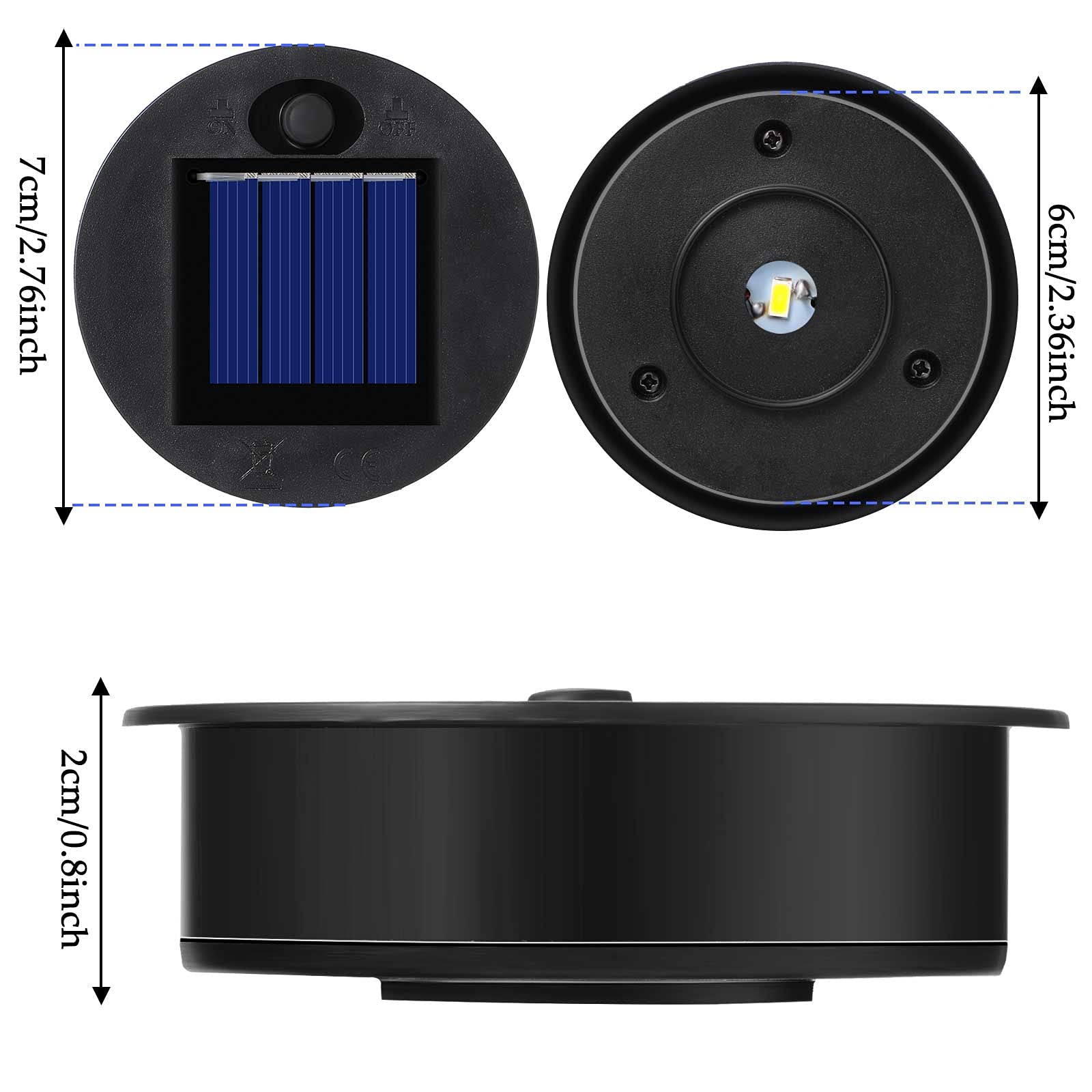 Frienda Solar Light Tops - 4 Pieces Replacement Lantern Parts, Waterproof, 2.76 Inch Diameter, Black, Model BOY-Frienda-542622