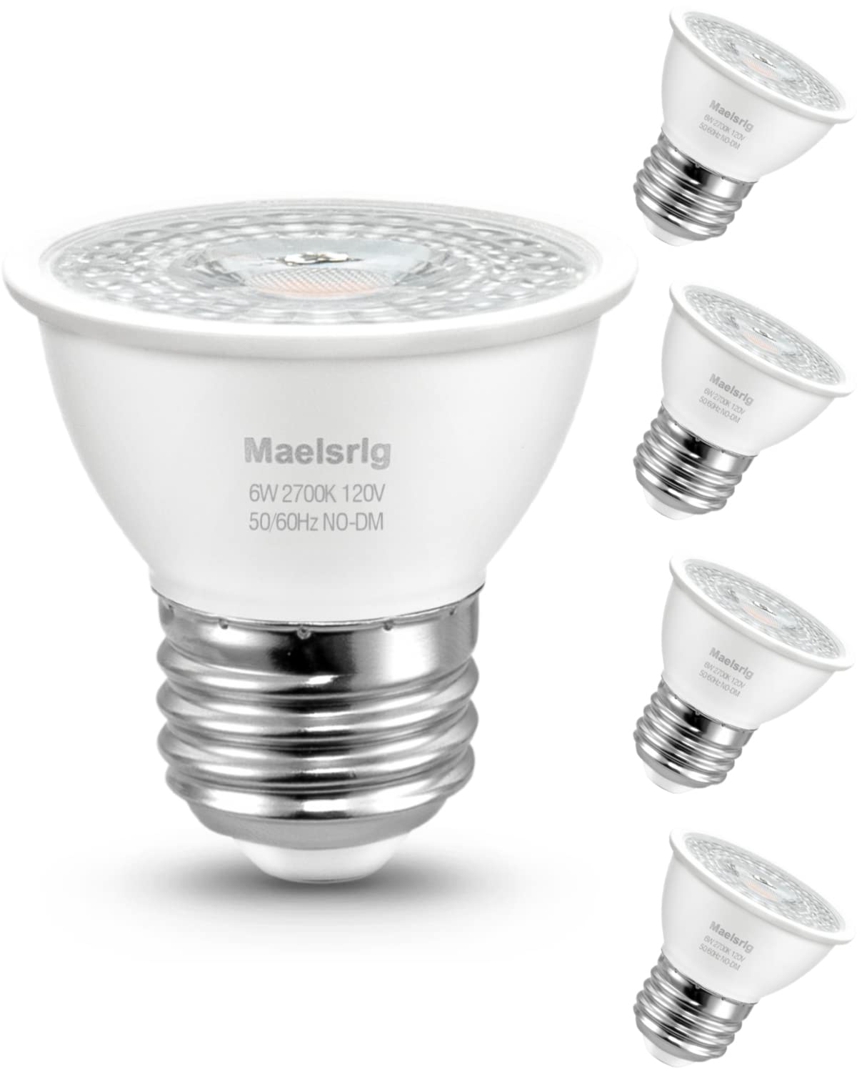 Maelsrlg Par16 Led Short Neck Recessed Spotlight Bulb, 6W(60W Equivalent) Curio Cabinet Light Bulb, Flicker-Free, 600 Lumens, So