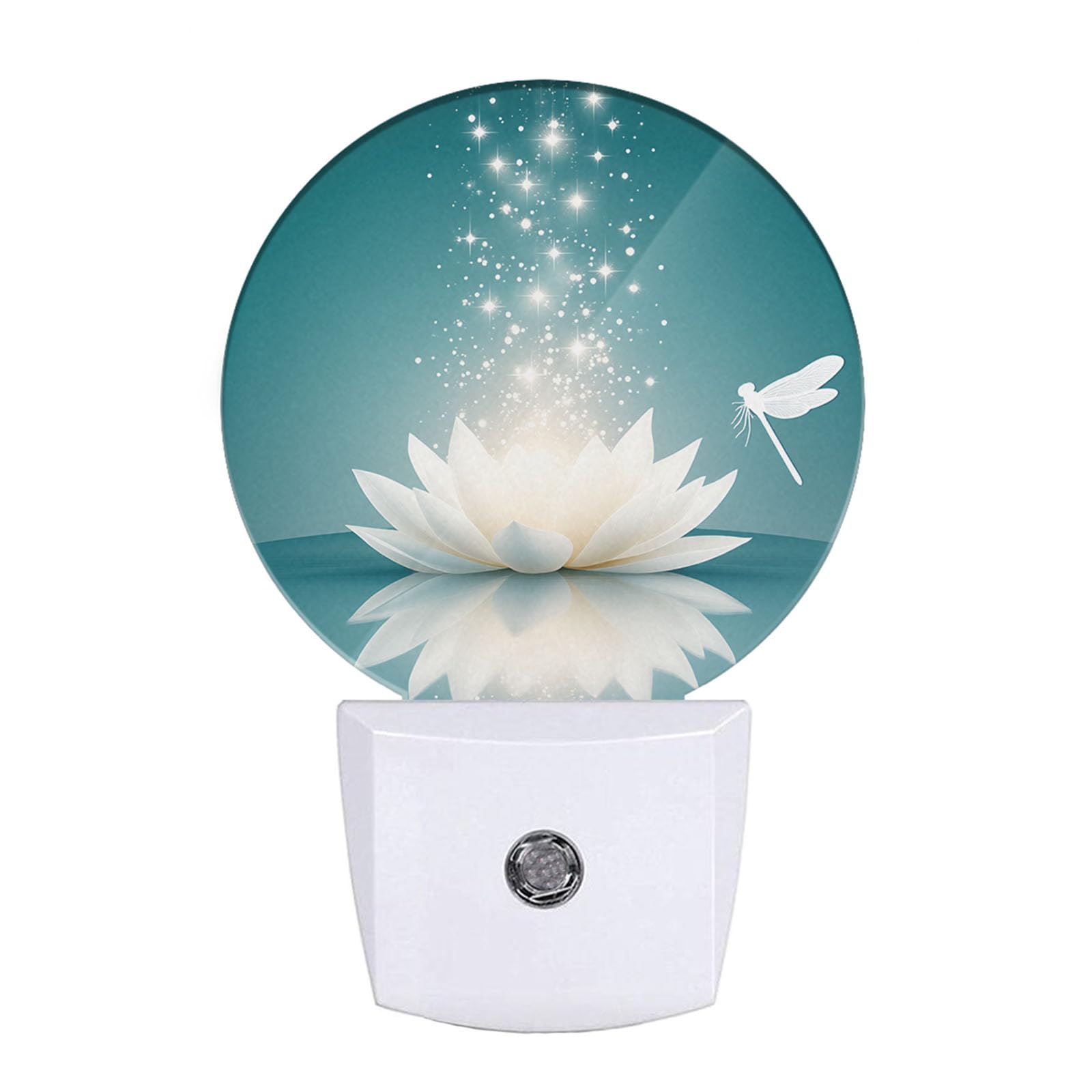 Ekobla Lotus Night Light  Water Lily In Pond Dragonfly Floral Plug-In Night Lights With Dusk-To-Dawn Sensor For Bedroom Bathroom Living Room 0.5W Sleep Friendly For Women Girls Boys Gift