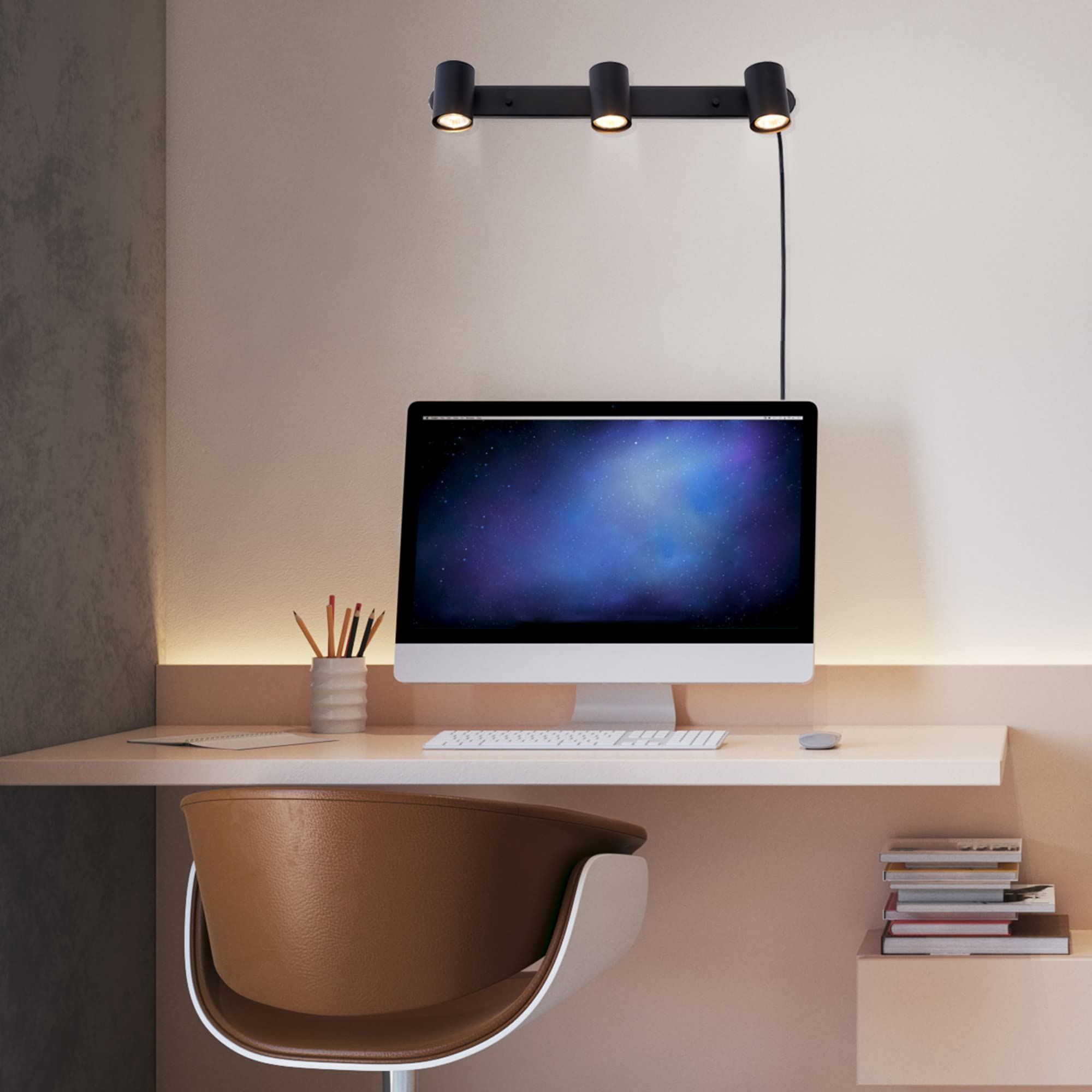 Globe Electric 59467 3-Light Plug-In Track Lighting, Matte Black, Bulb Not Included