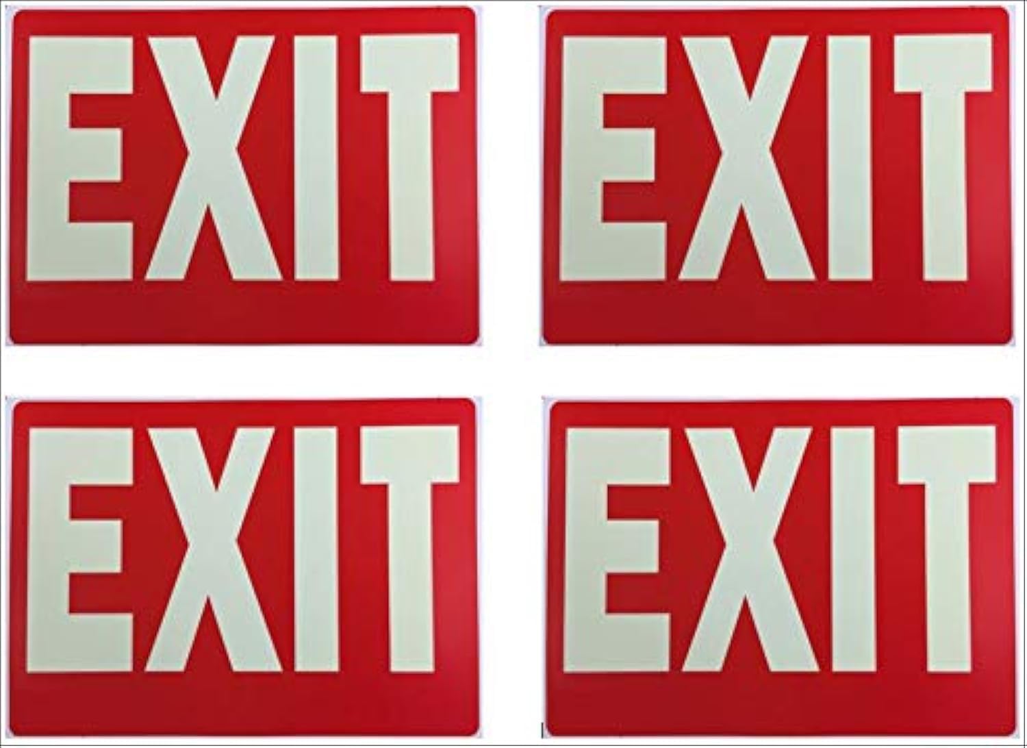 natraco Glow-in-The-Dark Exit Sign, 12x8 Inches, Photoluminescent, Plastic, Green, 4 Pack