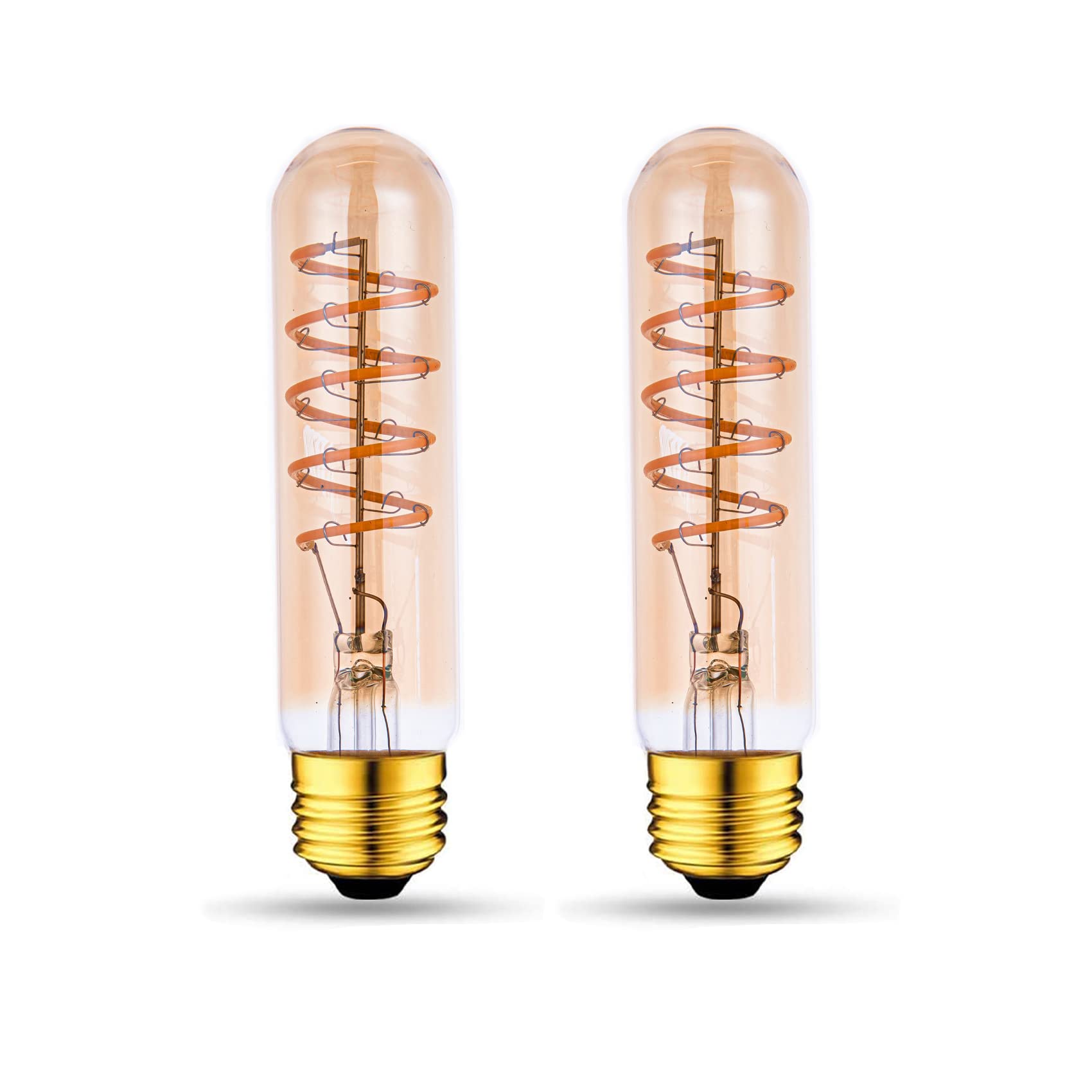 T10 Led Bulbs 40 Watt Equivalent 4W Dimmable Edison Tubular Light Bulb E26 Medium Base 2700K Warm White, T10 Vintage Amber Glass