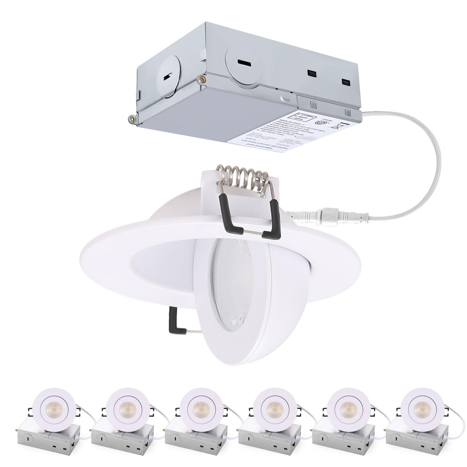 POPANU 3 inch Recessed LED Lights 7W Gimbal Rotatable Directional Downlight,360Adjustable Soffit Lighting Dimmable Swivel Eyebal