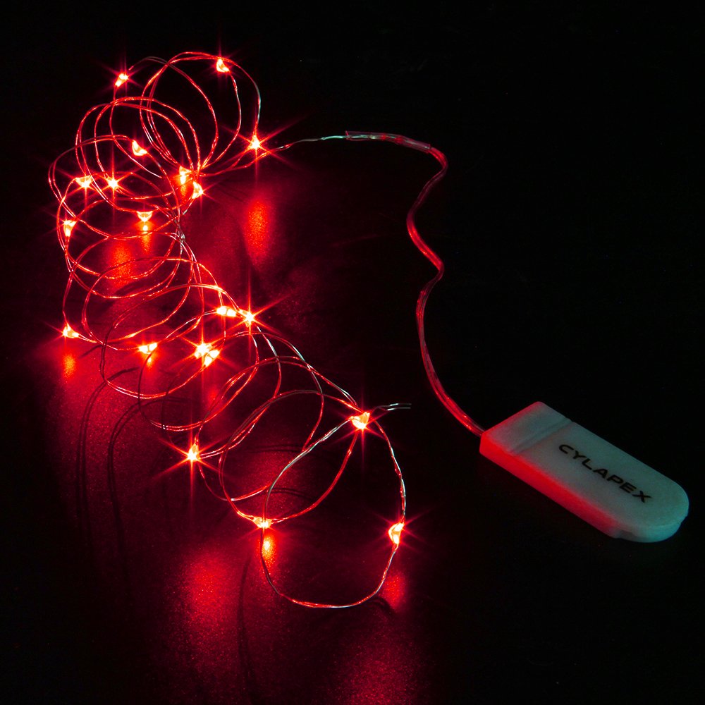 CYLAPEX Fairy String Lights, 6 Pack, Battery Operated, Red, Micro LED, 3.3ft Silvery Copper Wire for DIY Decoration