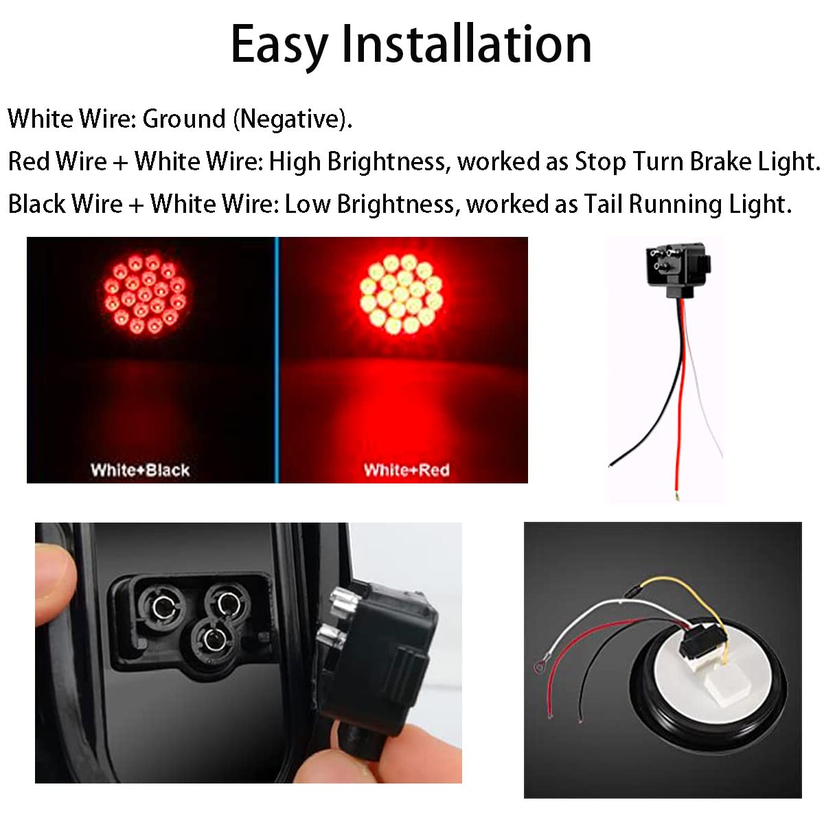 10X 3 Wire Plug Truck Trailer Light Plug Molded 3 Prong Pigtail Harness For Stop Turn Tail Sealed Round Oval Light Brake Backup