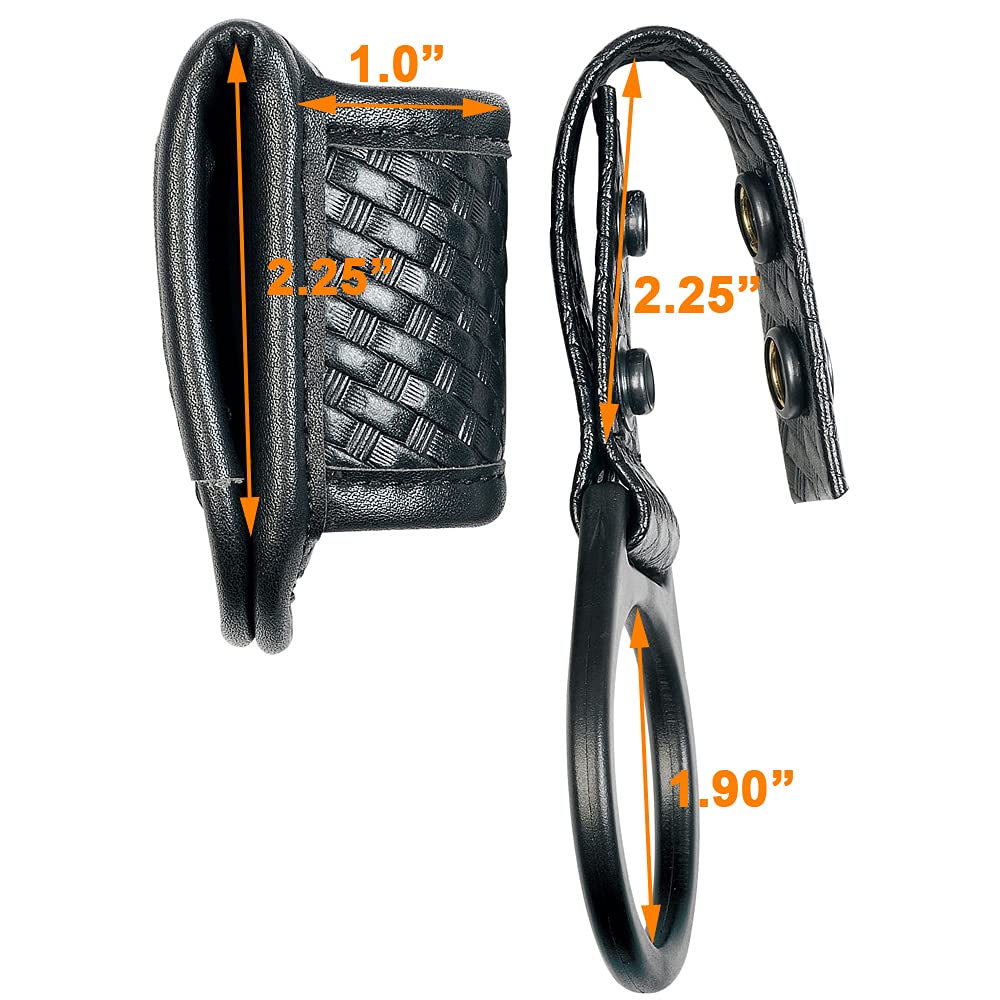 Taftacfr Compact Flashlight Holder(Open Top)+ Flashlight Ring Strap Holder Hold Mag Lite And Other D/C Cell Flashlights(Basketweave Outer Snap)