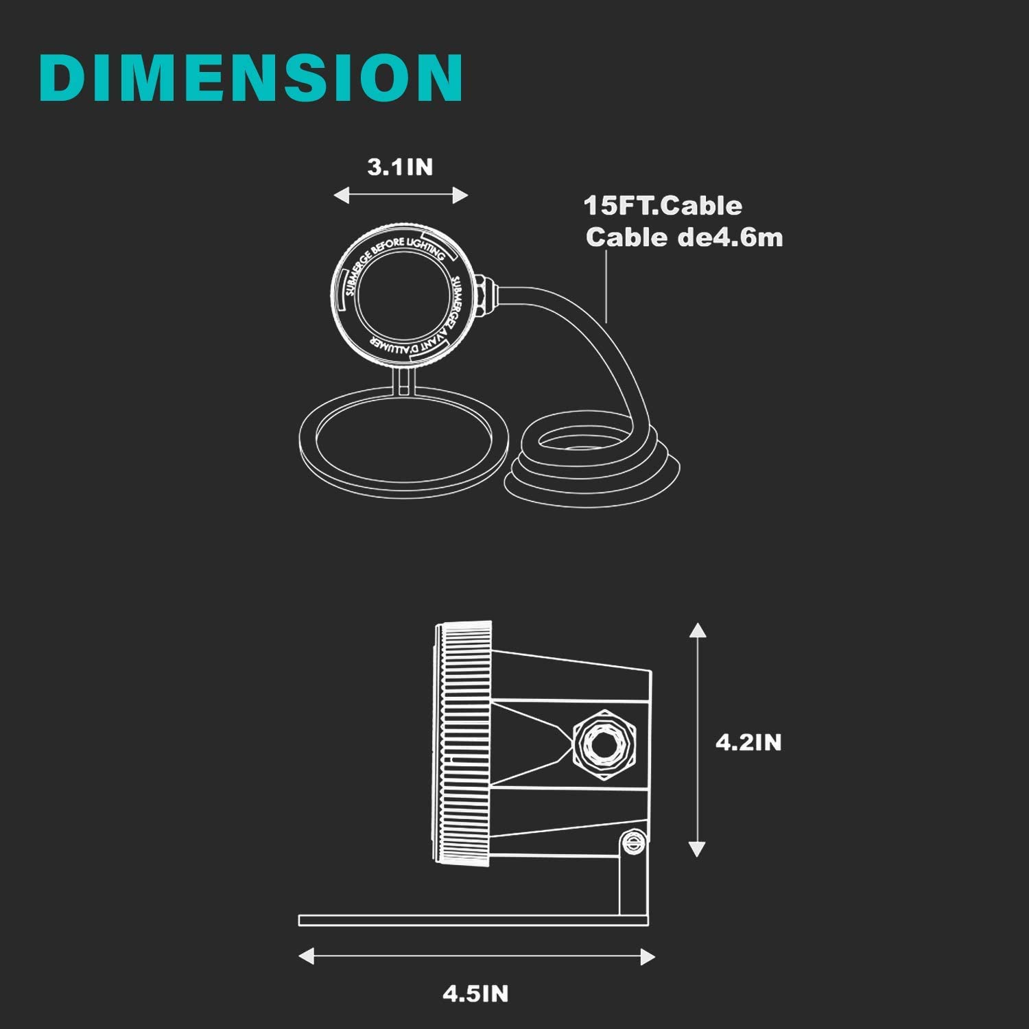 Malibu Submersible Led Pond Light Low Voltage Landscape Lighting Underwater Flood Light Outdoor Landscape Water Garden Lights For Swimming Pool, Fountain, Pond, Rockery 8401-3501-01, Black