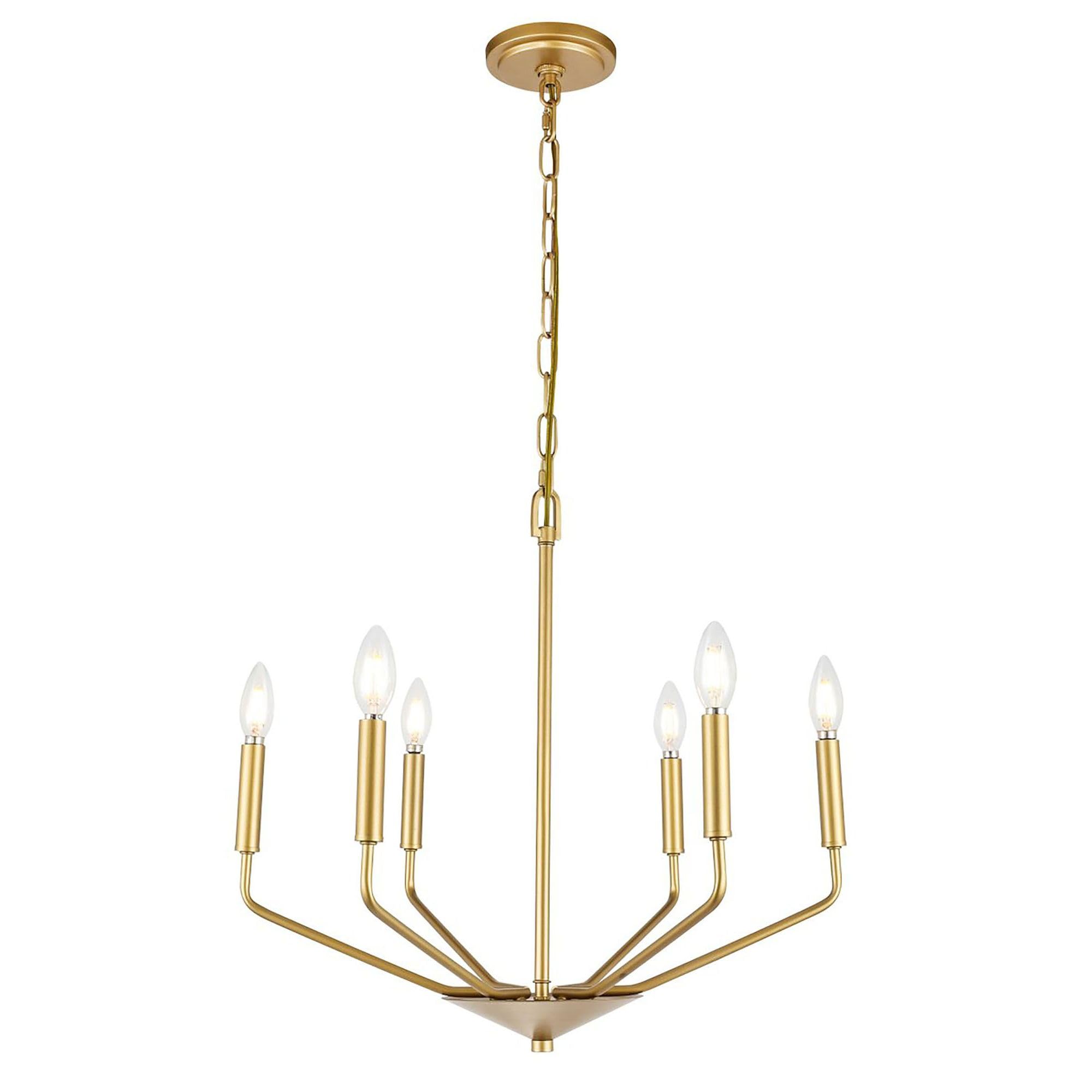 Living District Brass 6-Light Pendant - Modern Bright Ceiling Fixture For Home Decor