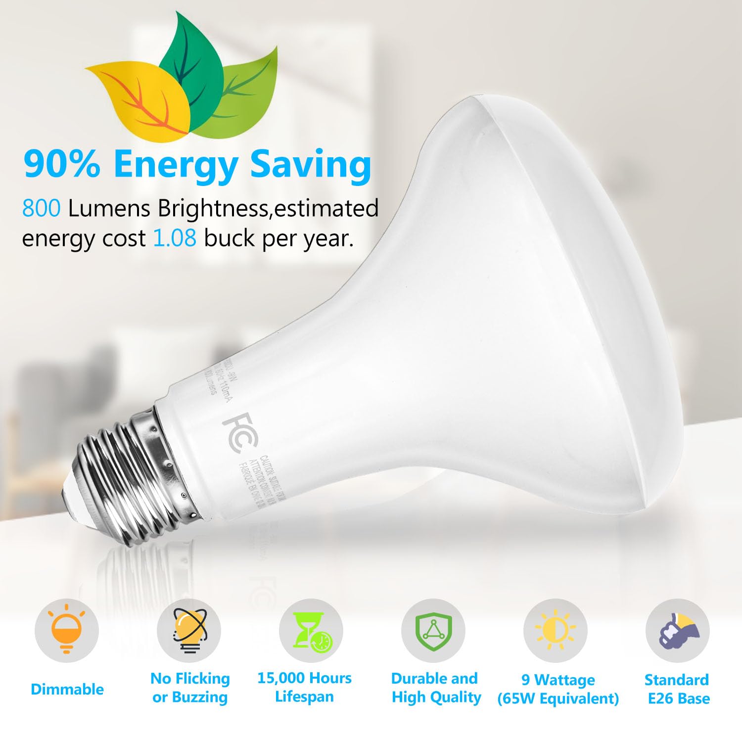 Dalattin 24 Pack Br30 Led Bulbs 65W Equivalent, Dimmable Indoor Flood Lights 5000K Daylight White, 9W, 800 Lumens, E26 Base, Led