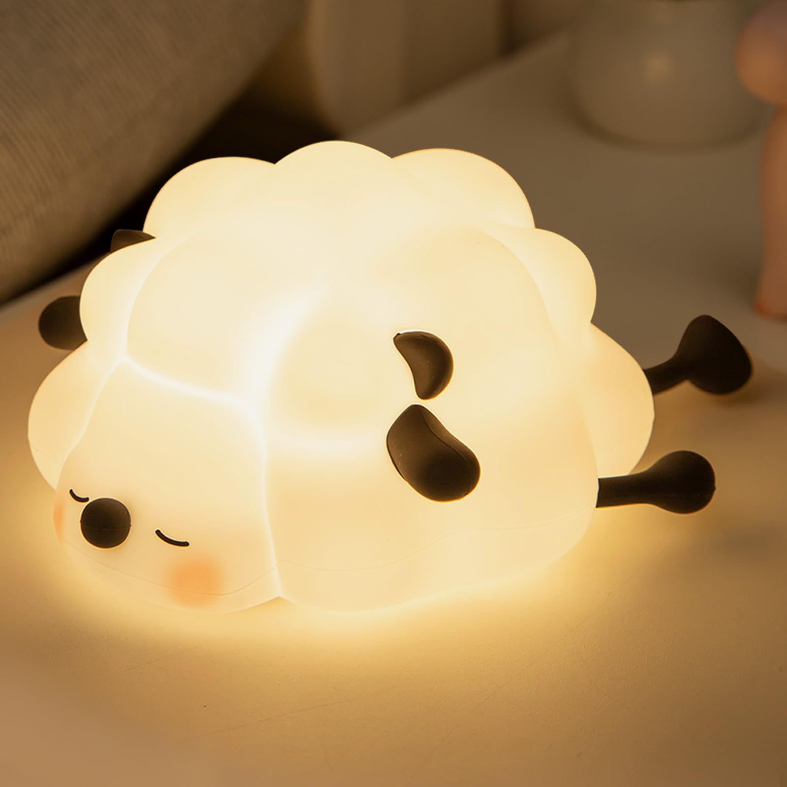 Rechargeable Led Night Light For Kids, 3-Level Dimmable Nursery Nightlight, Food Grade Silicone Squishy Lamp Perfect Bedside Touch Lamp With 30 Min Timer For Breastfeeding, Toddler, Baby Décor Black