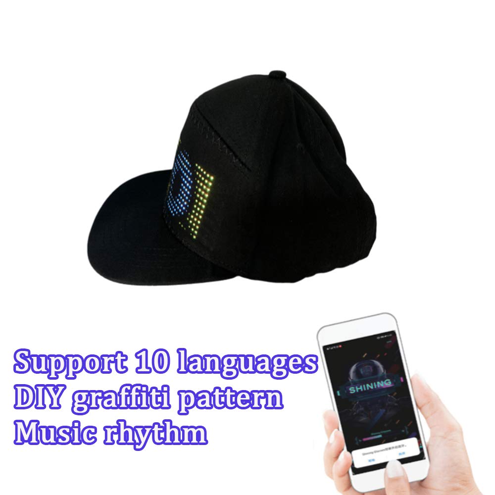 Keledz Led Cap, Multi-Language App Control Editing Light Up Hat (Text, Music, Image, Drawing) For Party Club Christmas Halloween