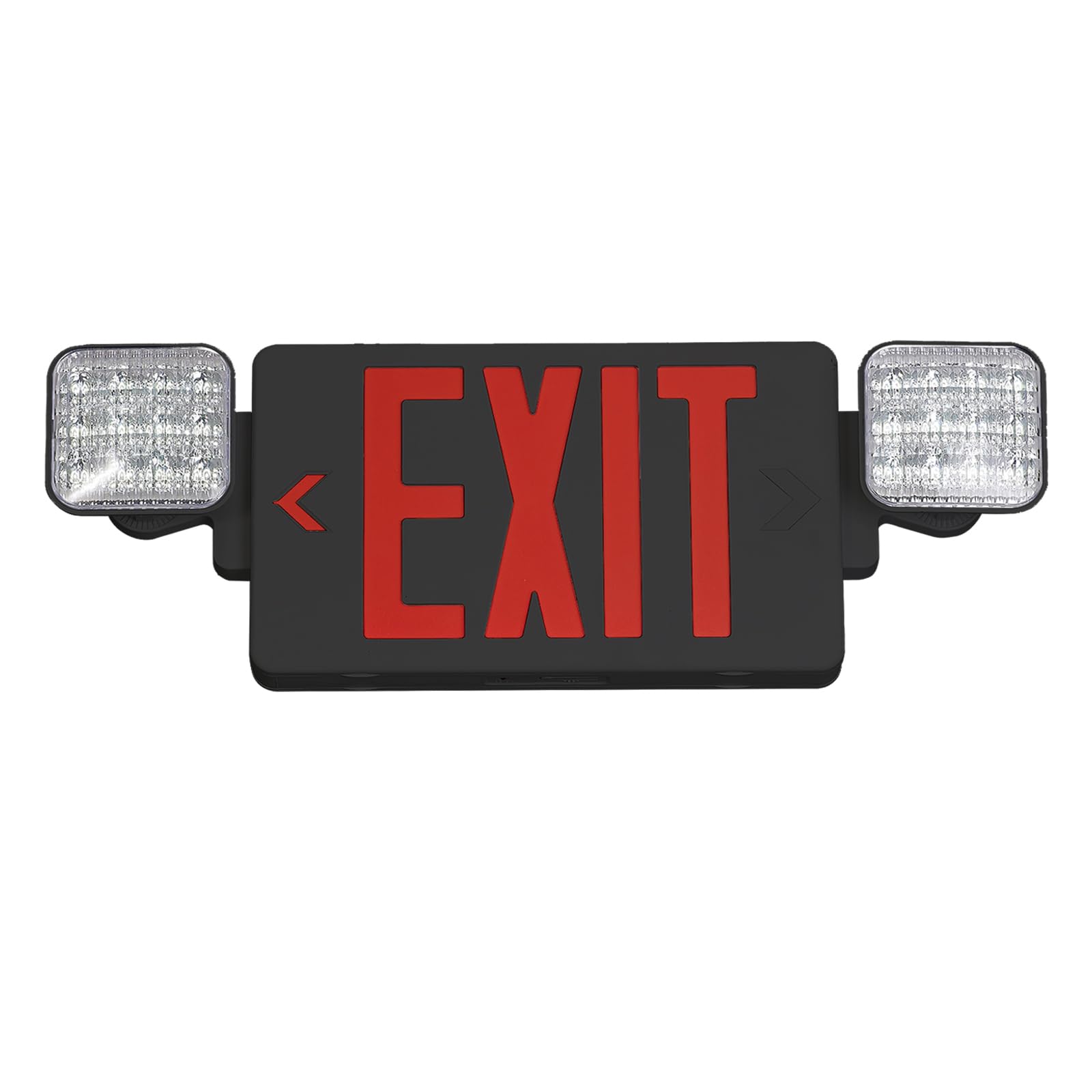 CM MZY Black Housing,Red Exit Sign with Emergency Light, Two Adjustable Square Head,Exit Sign with Battery Backup,US Standards,U