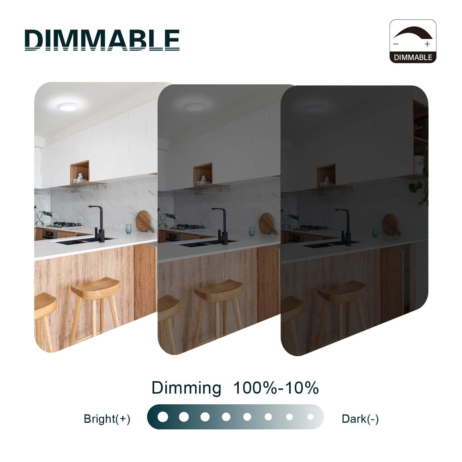 TOPELER Dimmable Flush Mount Ceiling Light 15W LED 3000K Warm White 1000lm Metal 6 Pack Model CDR615B-T-W-3K-6