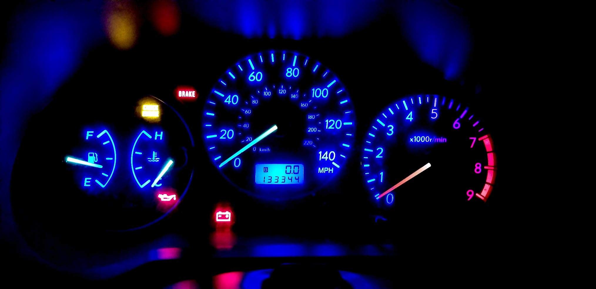Brishine 10X T5 Led Bulbs Canbus Error Free Blue 3014 Chipsets 74 2721 37 Pc74 Wedge Led Bulbs For Interior Gauge Cluster Dashbo