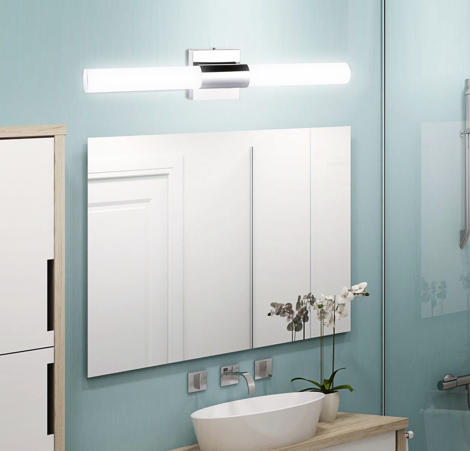 Trlife Led Bathroom Vanity Light 24In, Dimmable 12W Cool White, Stainless Steel, Model Vanityled-60Cm