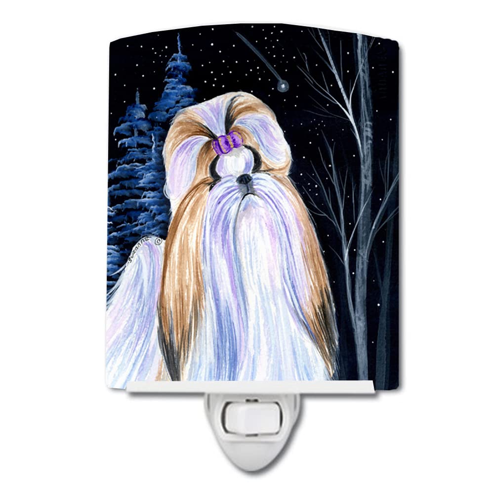 Carolines Treasures Ceramic Night Light, Starry Night Shih Tzu, UL-Certified, 6x4x3, Multicolor, Model SS8381CNL